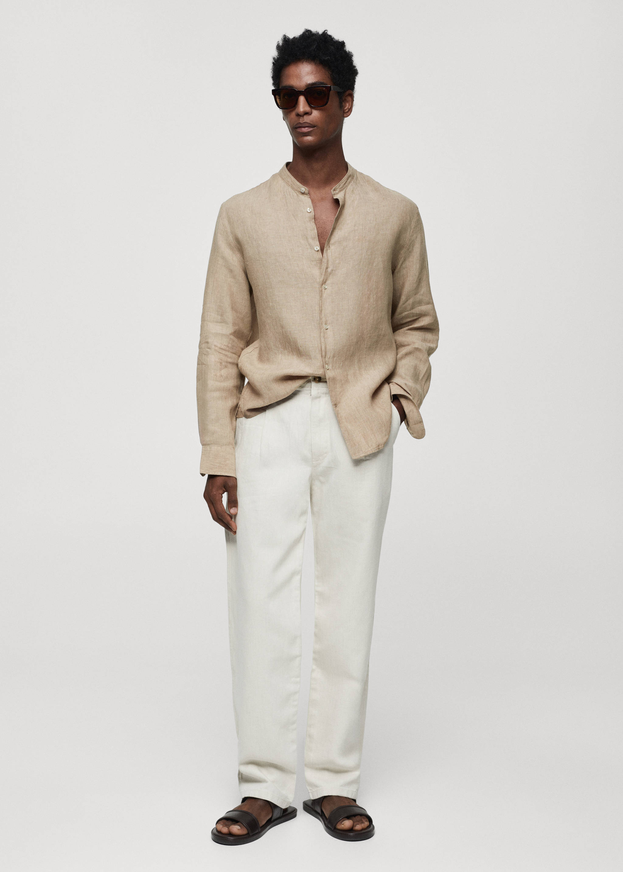 100% linen Mao collar shirt - General plane