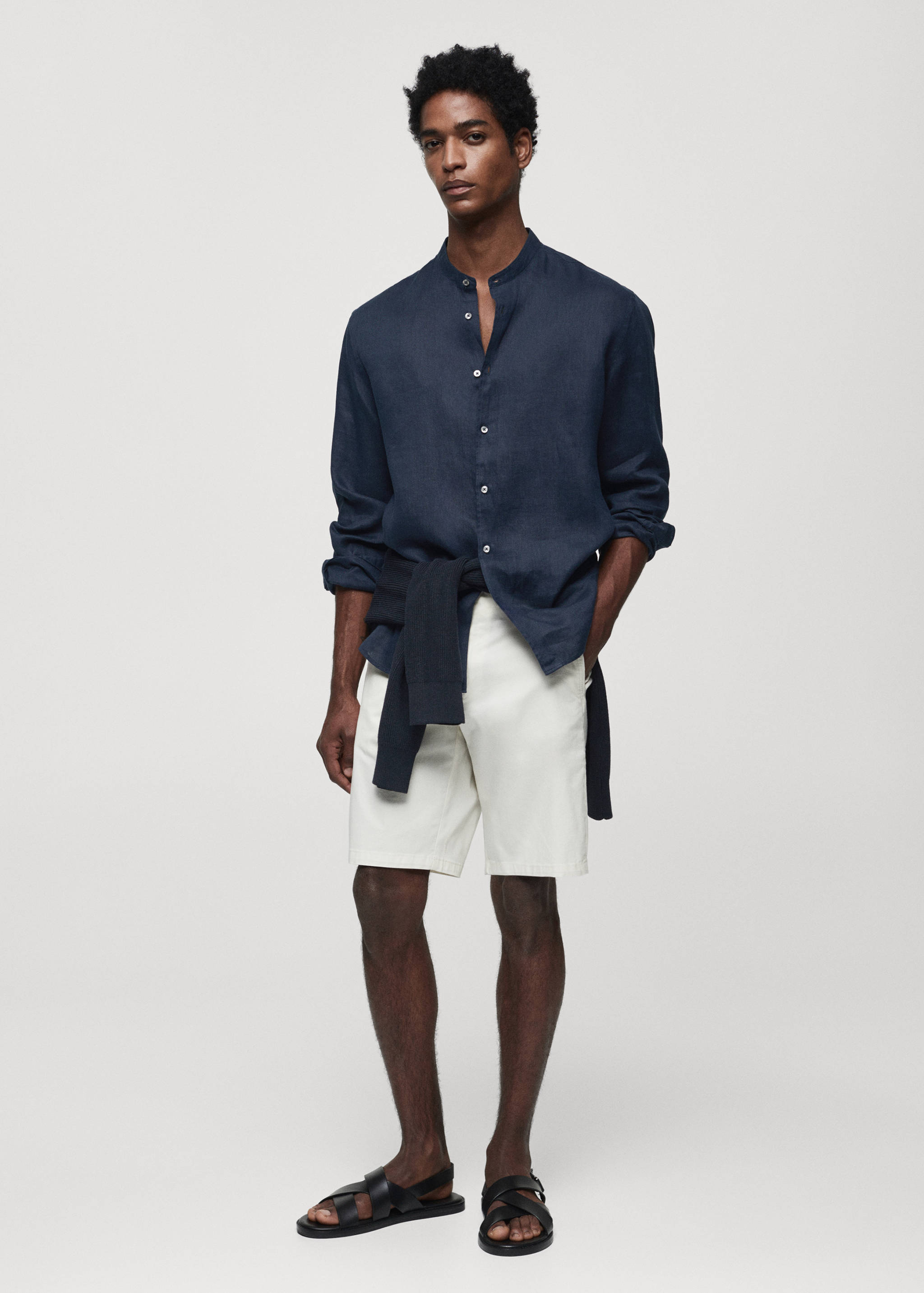 100% linen Mao collar shirt - General plane