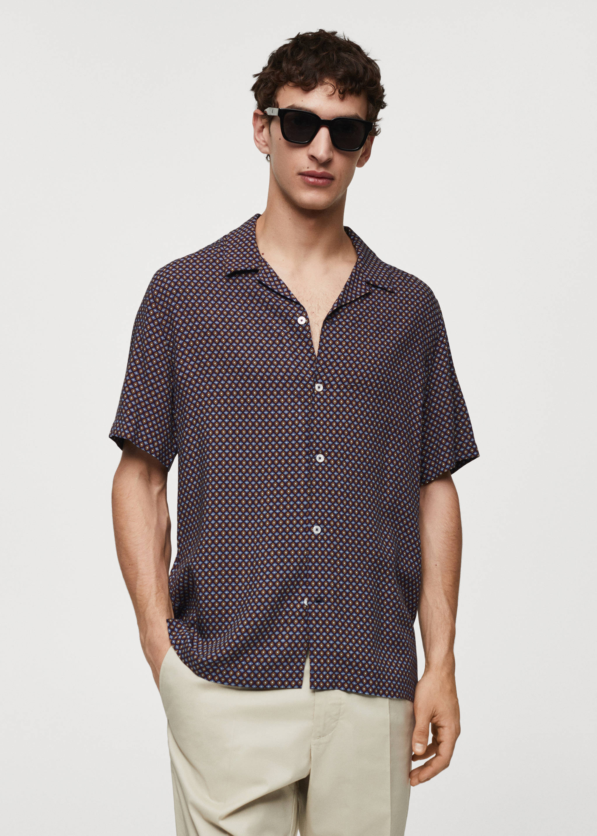 Regular-fit short-sleeved printed shirt - Medium plane
