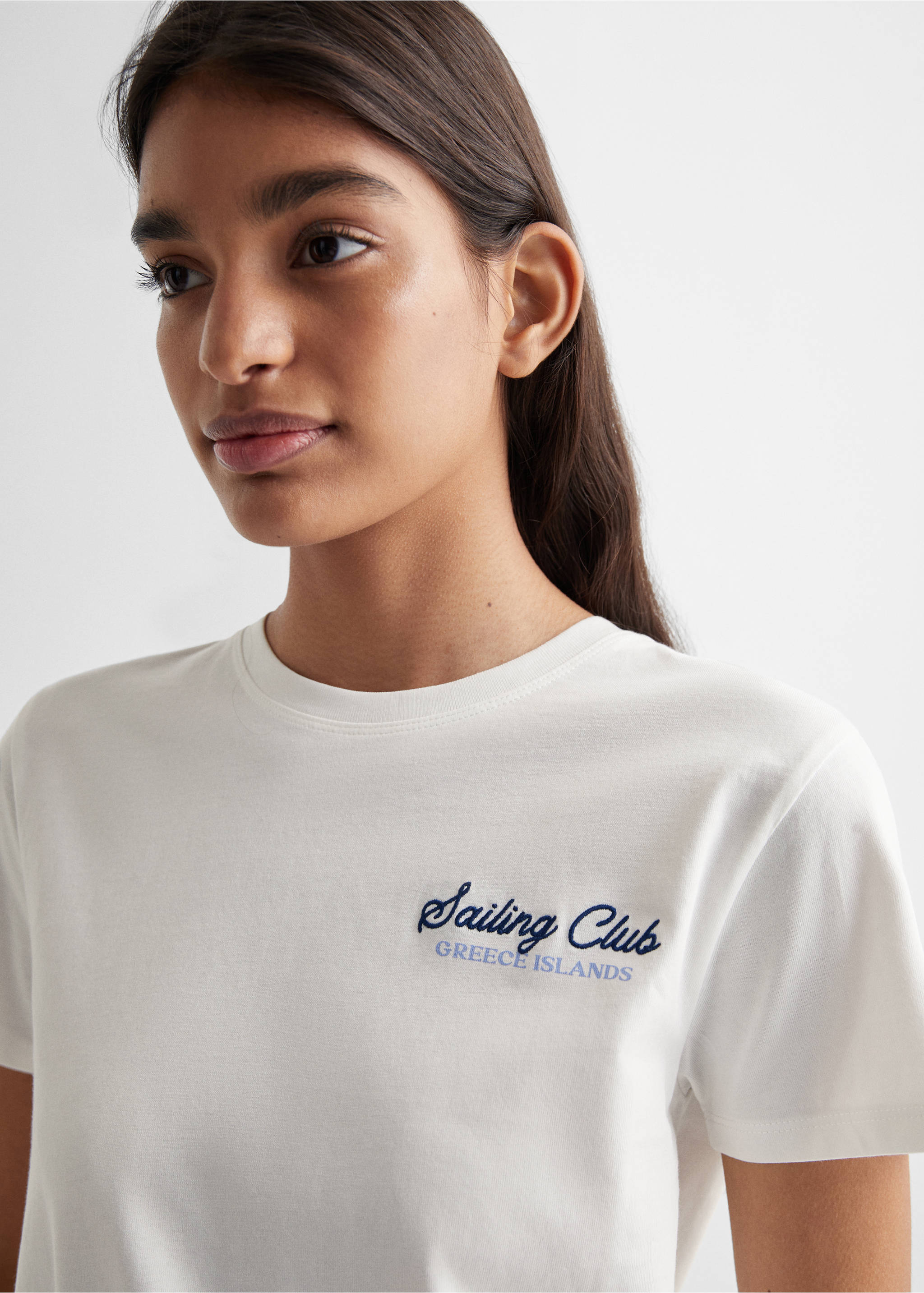 T-shirt message brodé - Détail de l'article 1, Blanc cassé. Ref: 67026734-00.