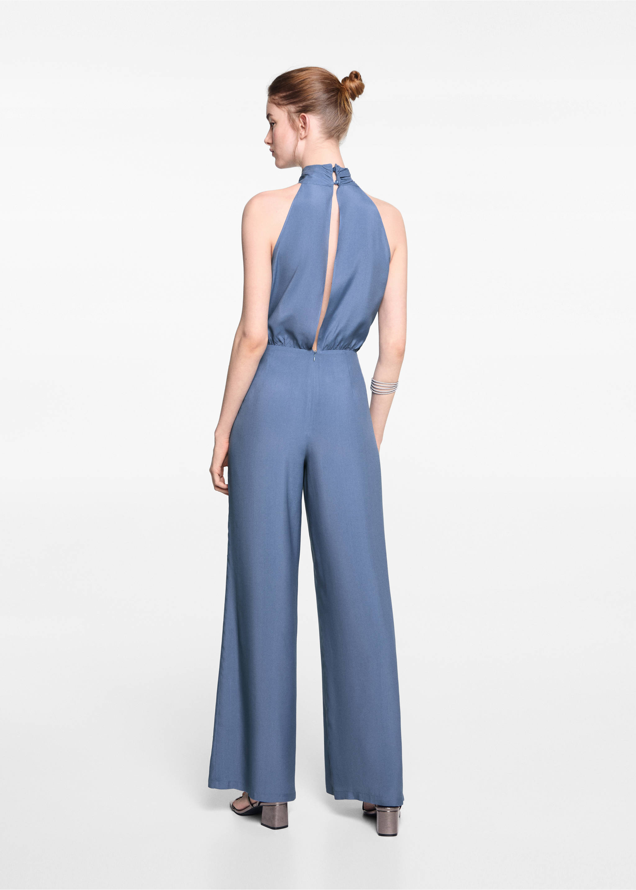 Halter long jumpsuit - Reverse of the article, Blue. Ref: 67026745-00.