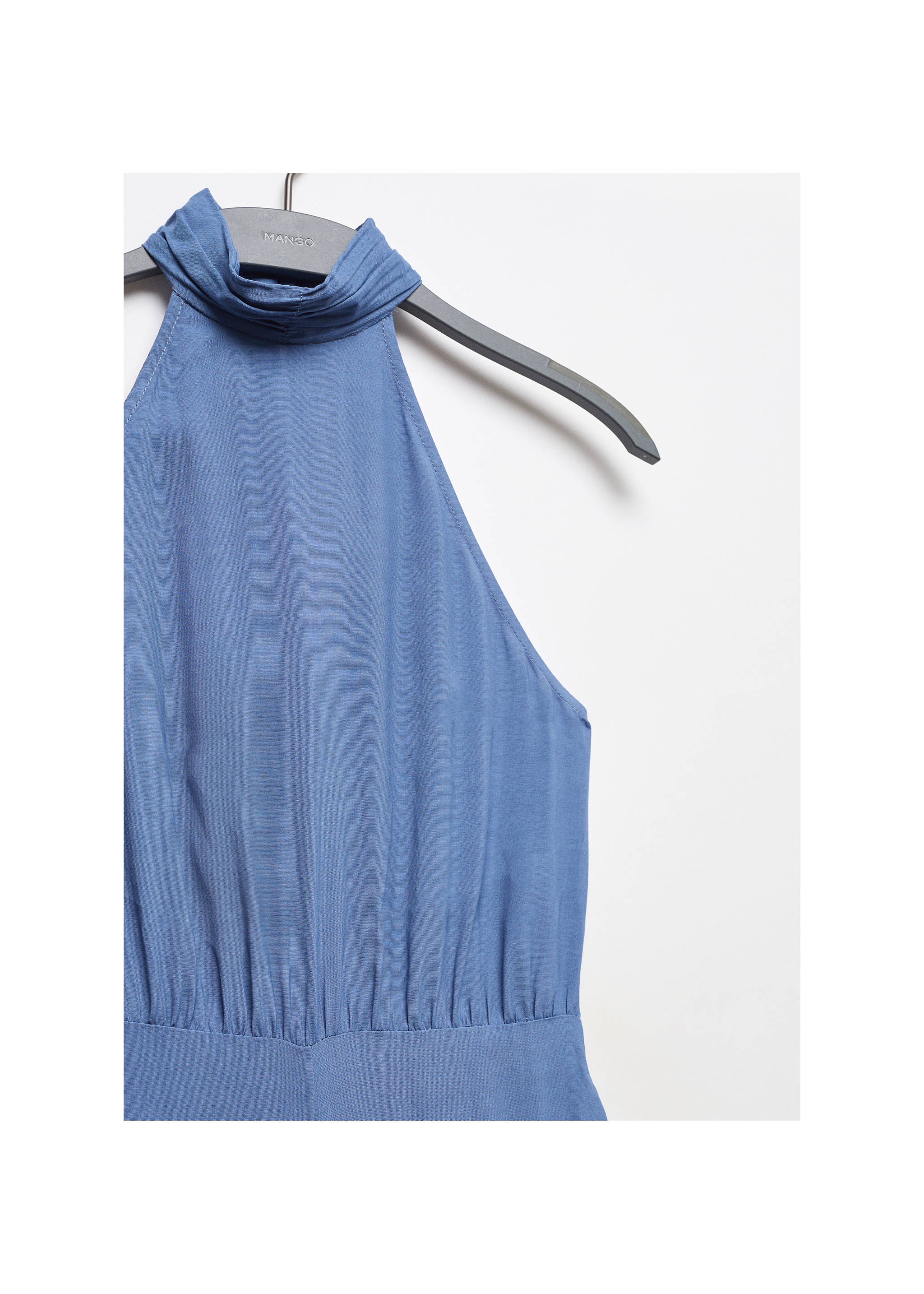 Halter long jumpsuit - Details of the article 8, Blue. Ref: 67026745-00.