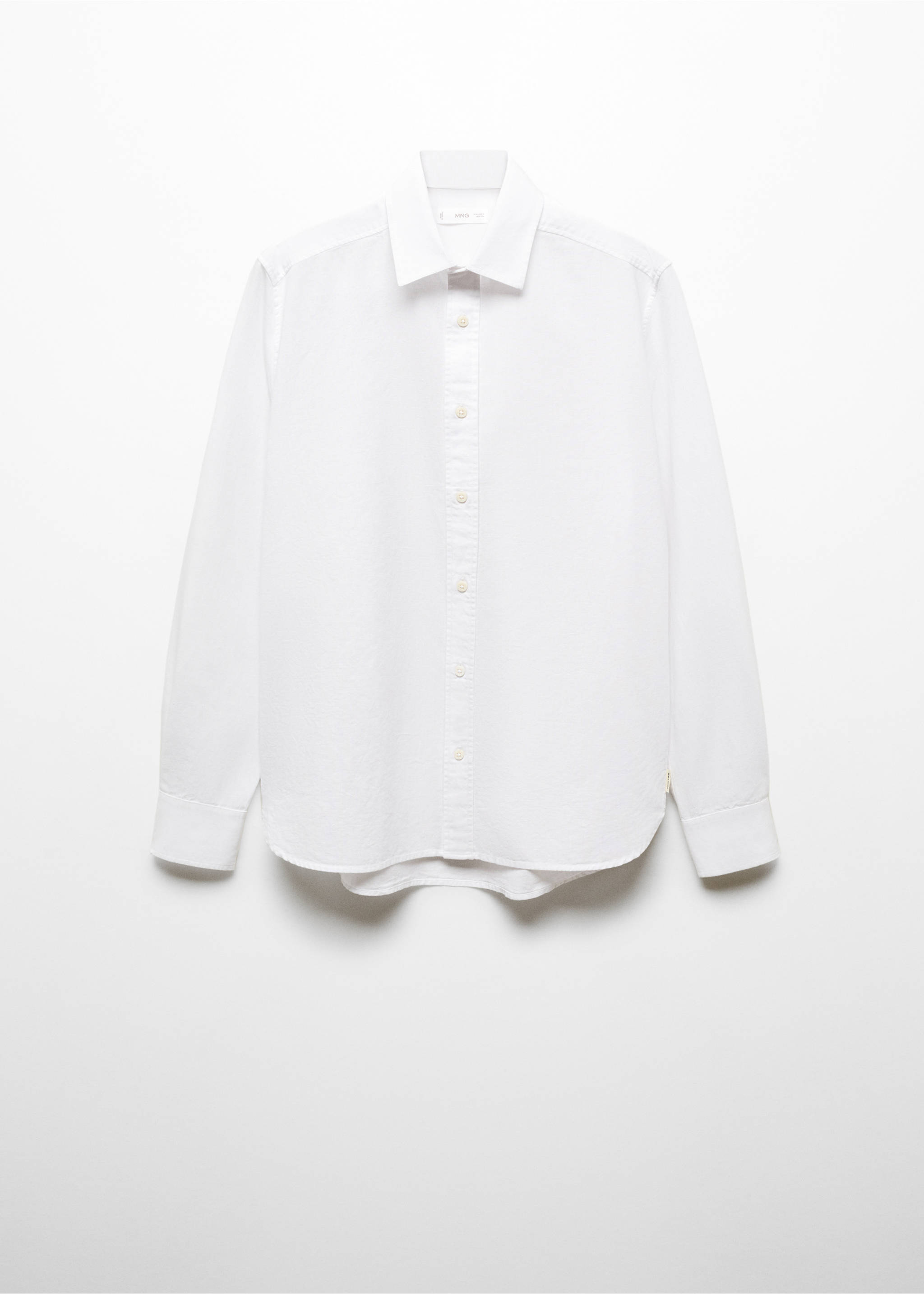 Regular fit-skjorta i linne - Artikel utan modell, Benvit. Ref: 67026747-00.