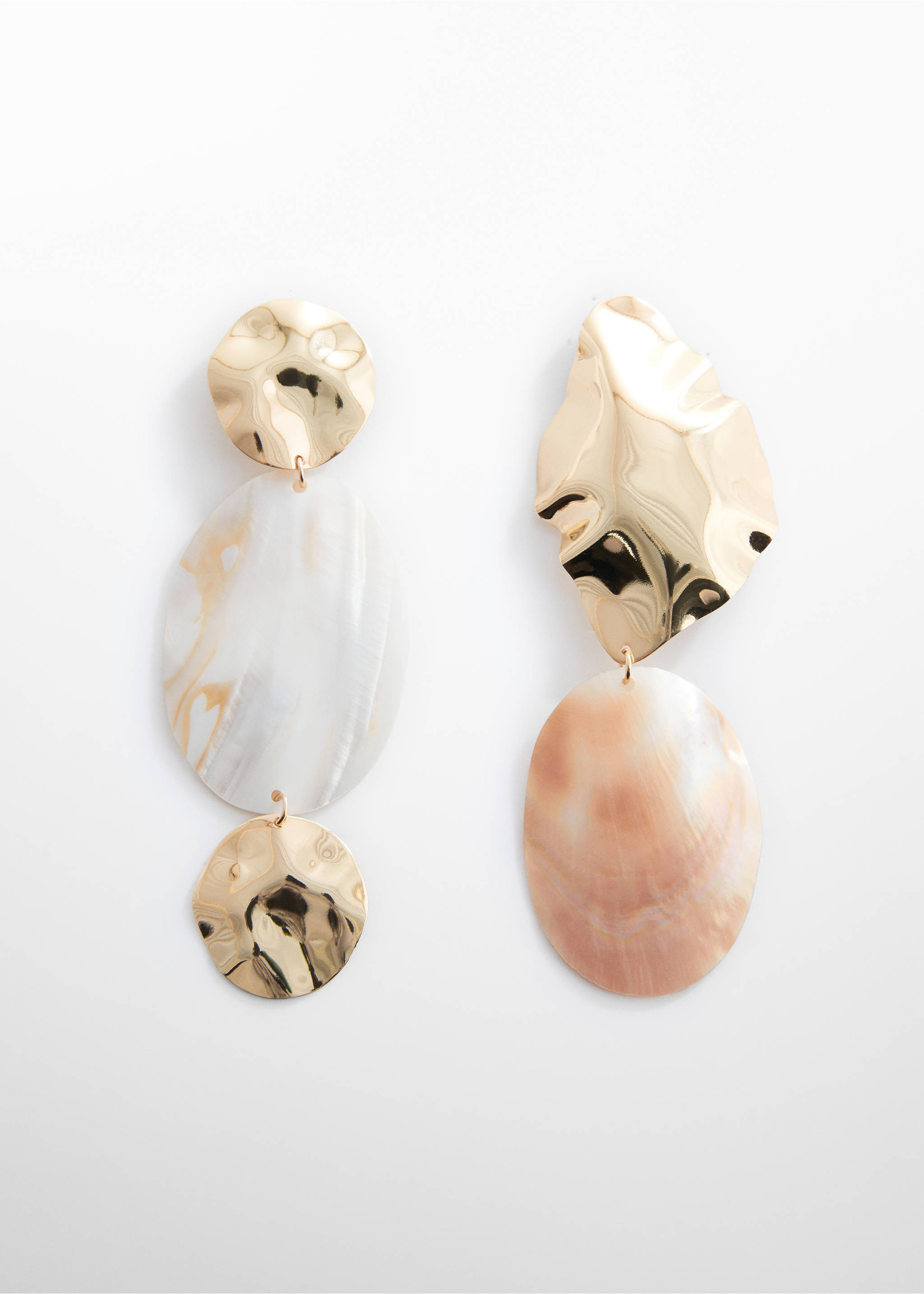 Combined shell earrings - Article without model, Gold. Ref: 67026749-00.