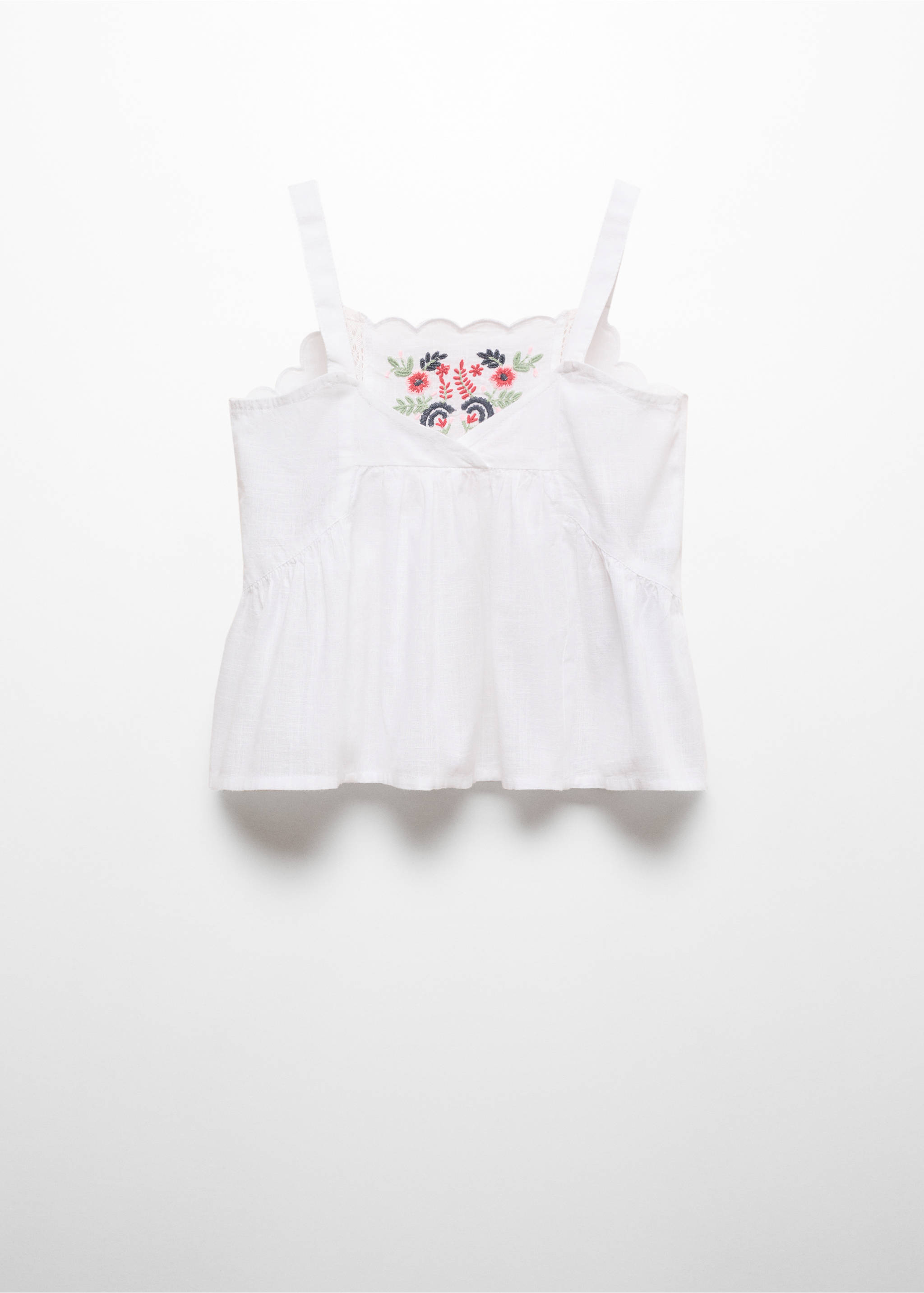 Embroidered flower top - Reverse of the article, White. Ref: 67027121-00.