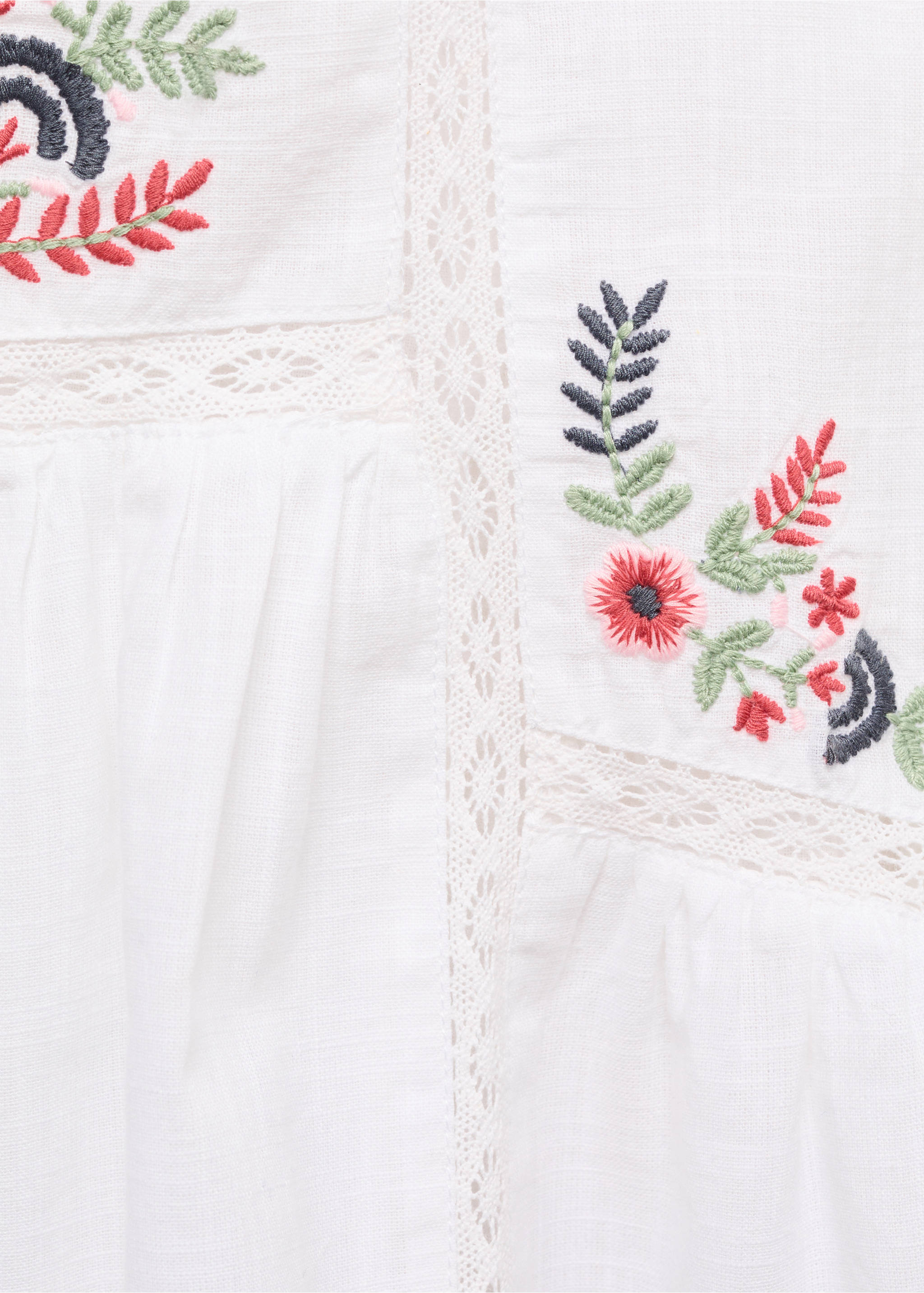 Embroidered flower top - Details of the article 8, White. Ref: 67027121-00.