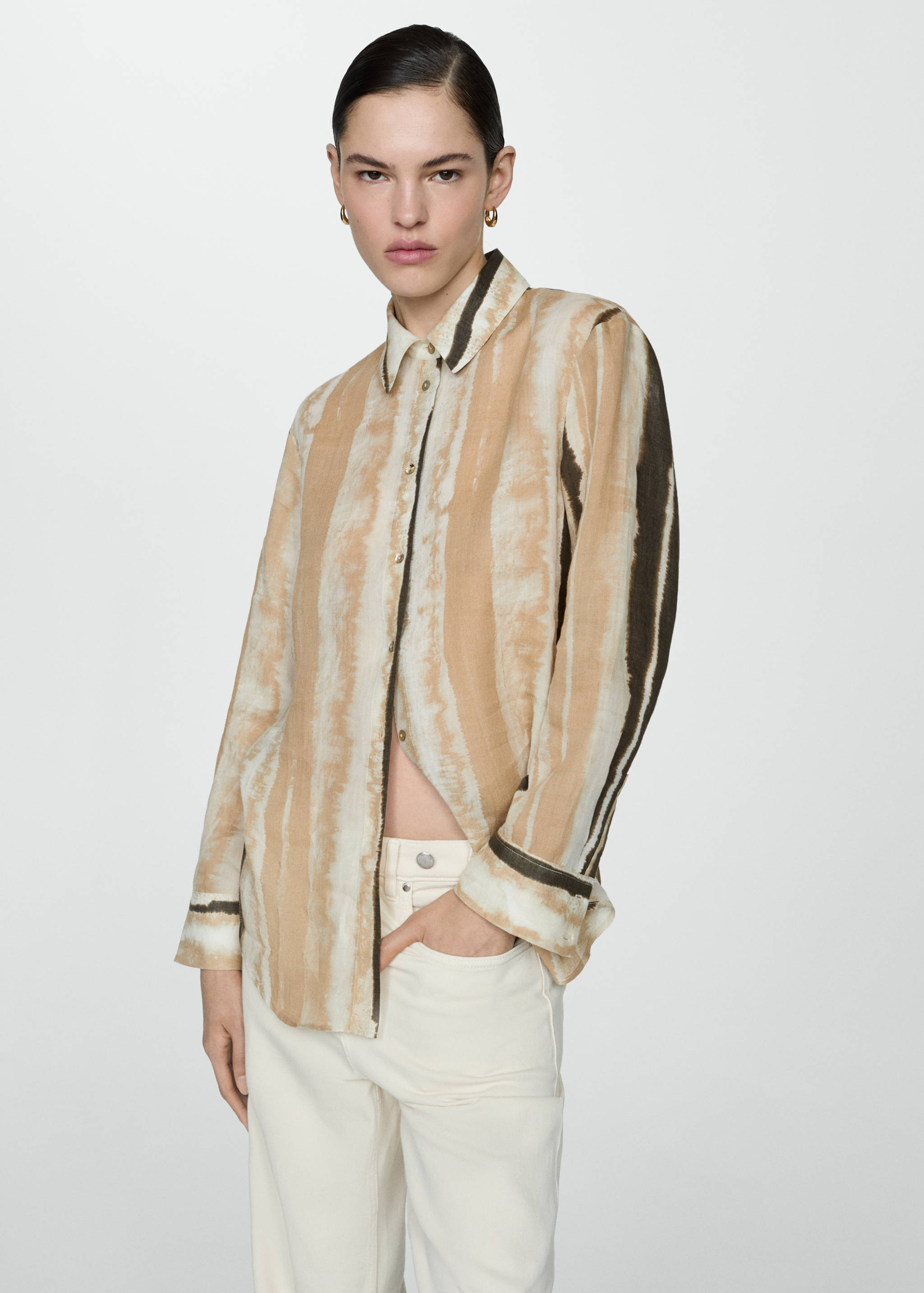 Chemise imprimée 100 % ramie - Plan moyen