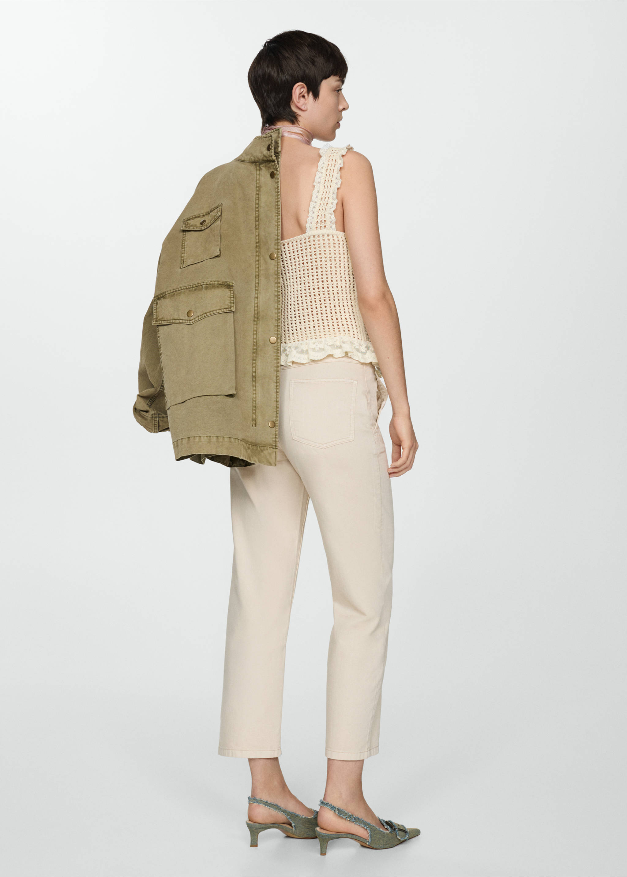 Jeans slouchy med dekorativt belte - Baksiden av artikkelen, Offwhite. Ref: 67027126-00.