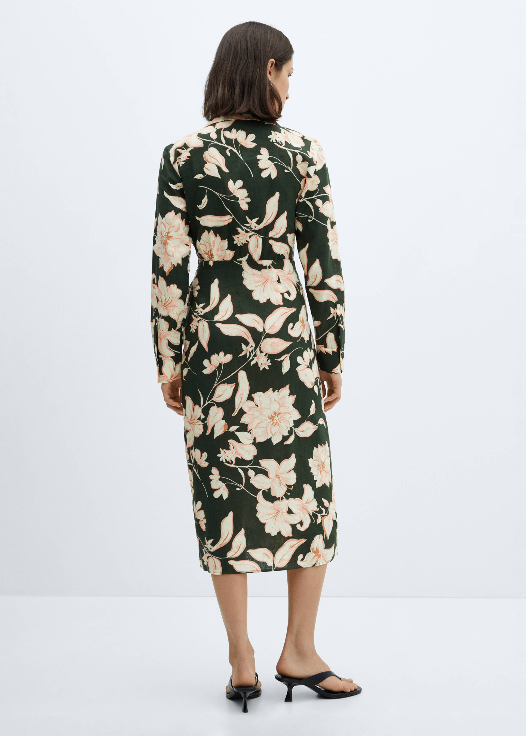 Leinen-Hemdblusenkleid mit Schleife - Rückseite des Artikels