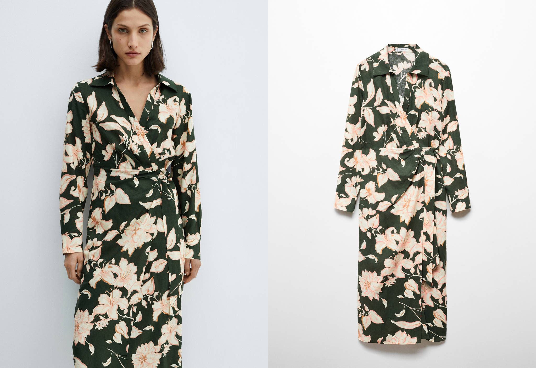 Leinen-Hemdblusenkleid mit Schleife - Panoramaansicht