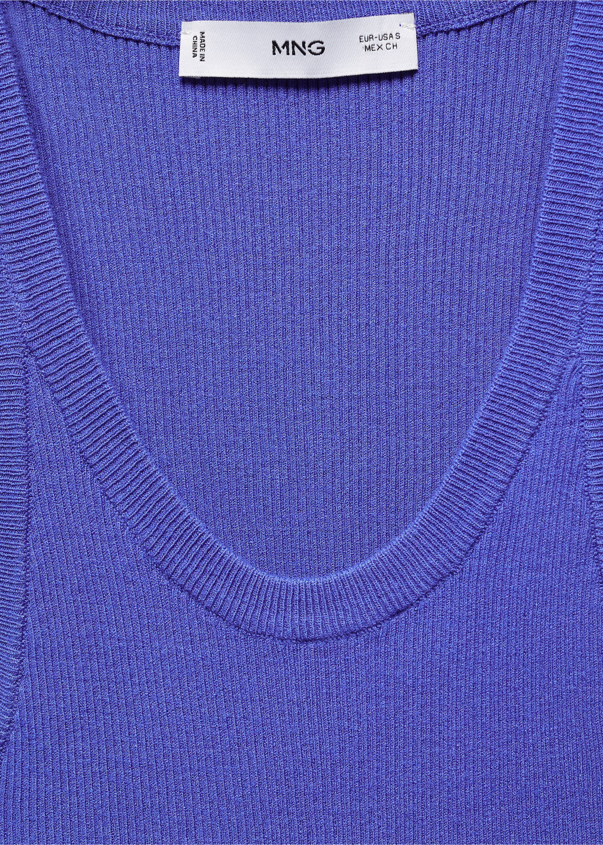 Ribbed knit top - Details of the article 8, Vibrant blue. Ref: 67027137-00.