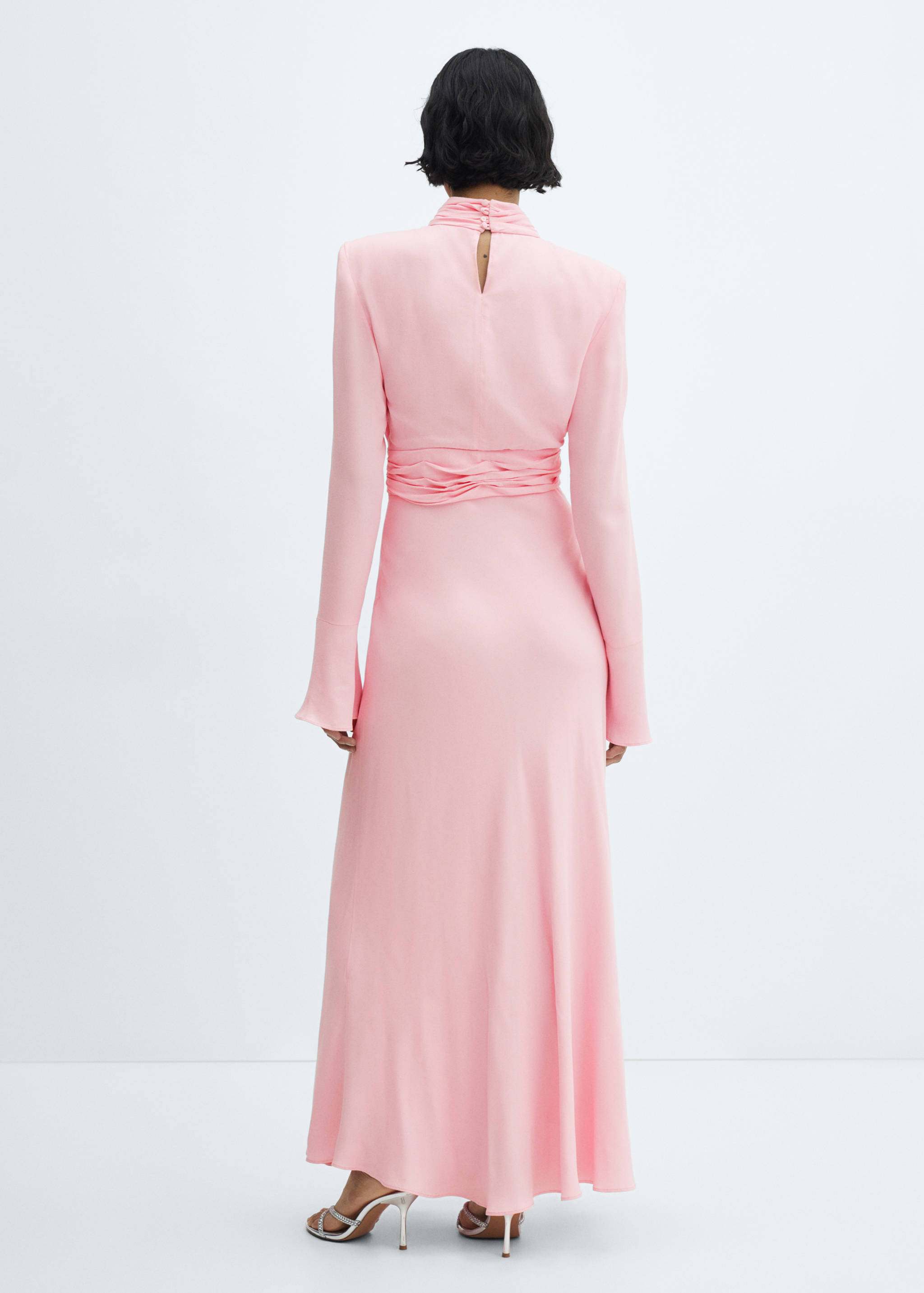 Dress with pleated details and opening - Reverse of the article