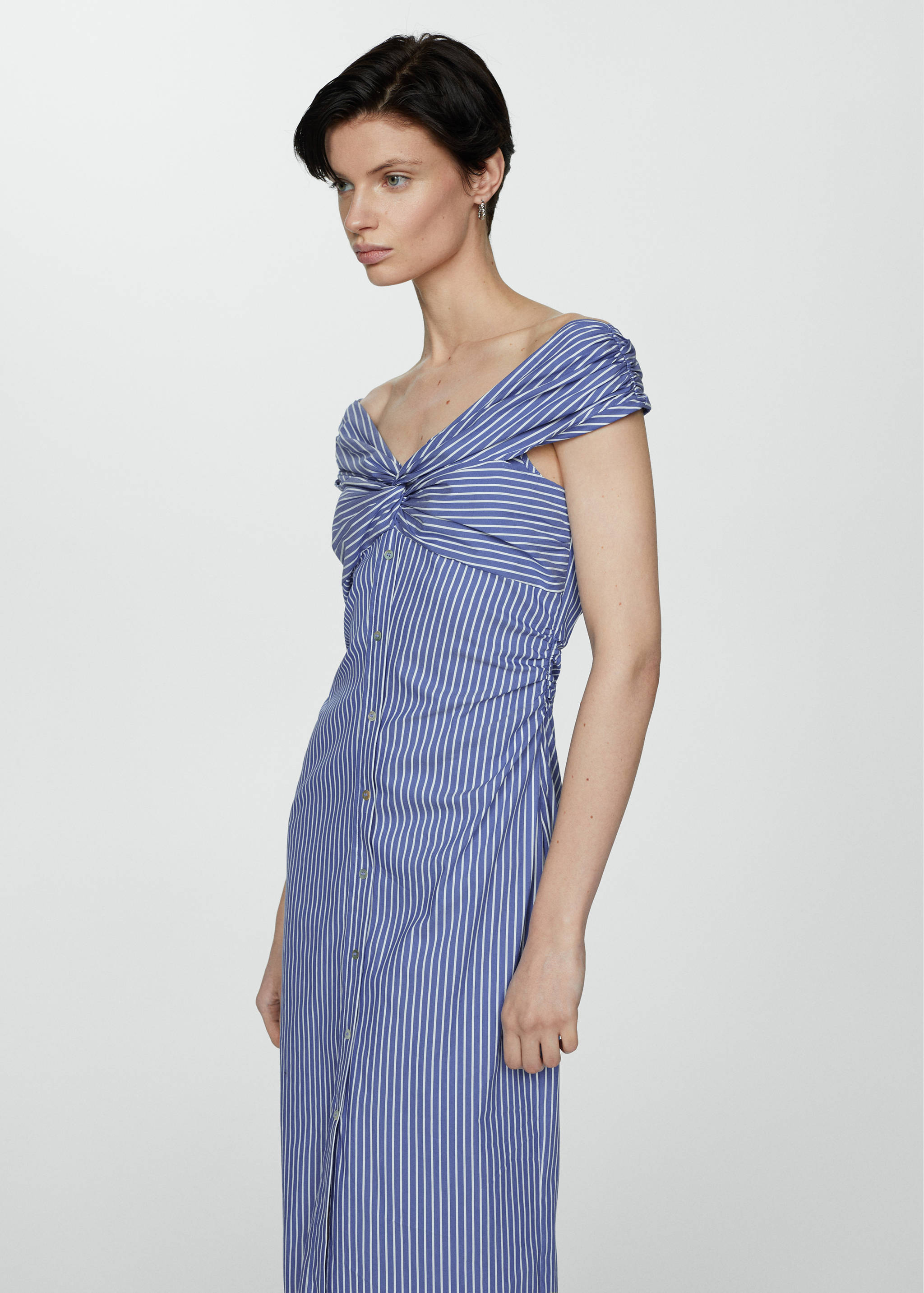 Striped dress with bare shoulders - Medium plane