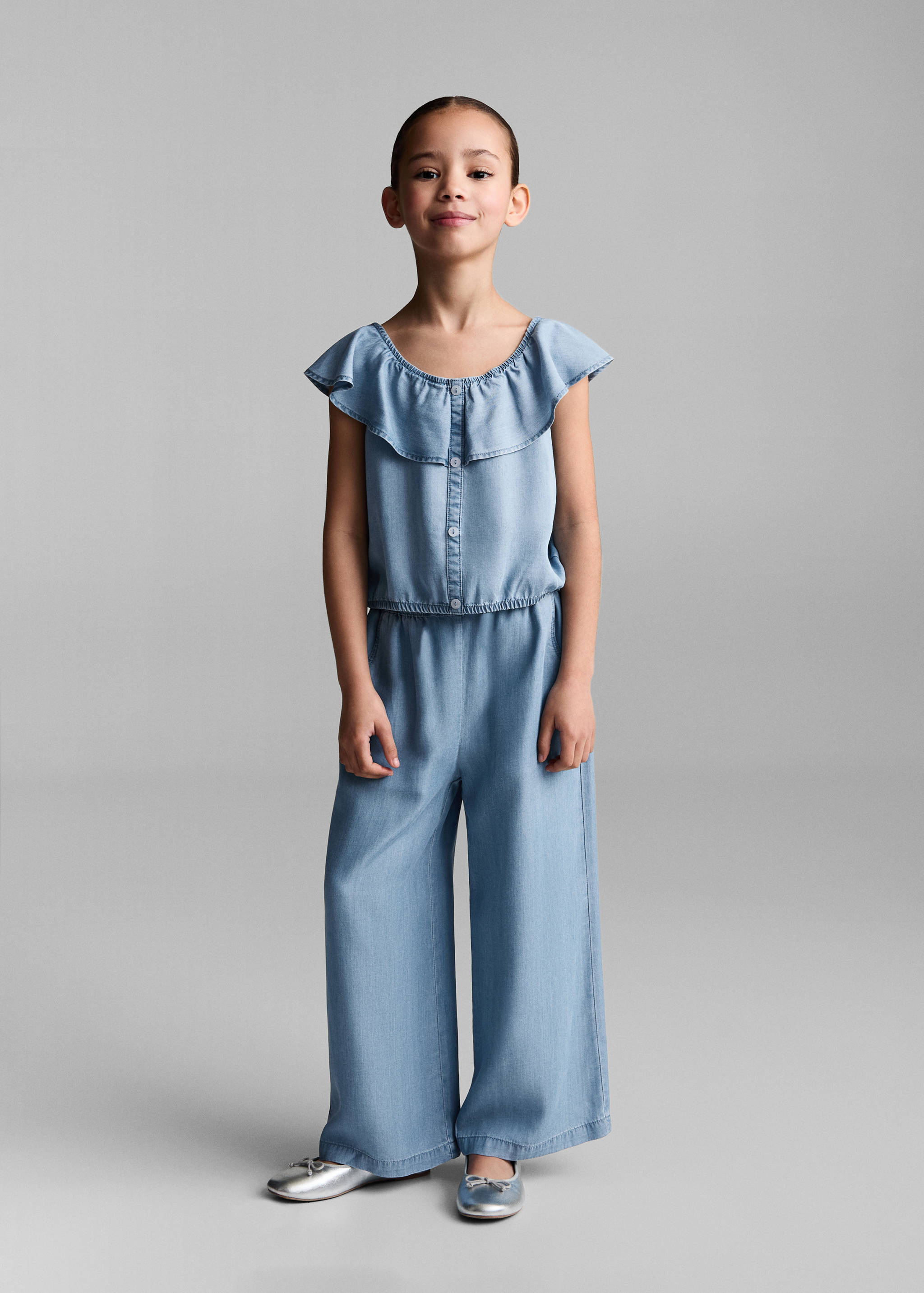 Džínová blůza na knoflíky - Celkový náhled