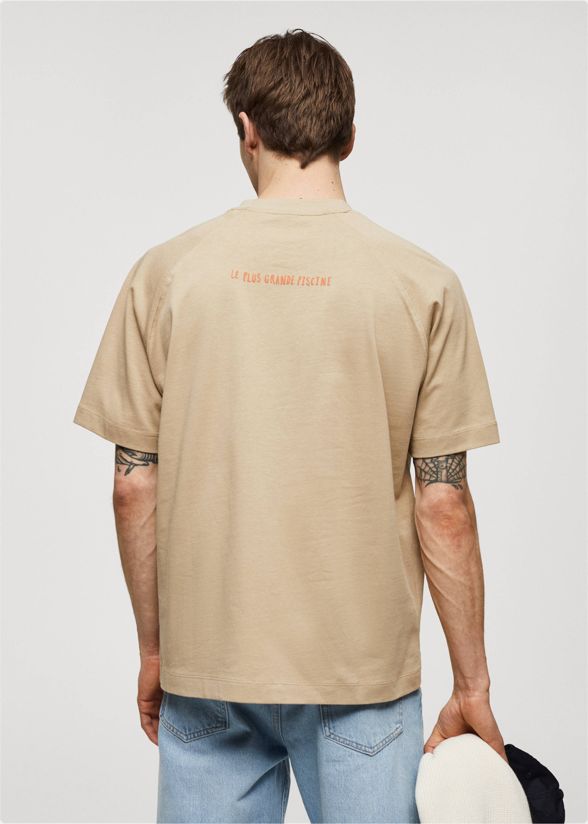 100% cotton printed t-shirt - Reverse of the article, Beige. Ref: 67027705-00.