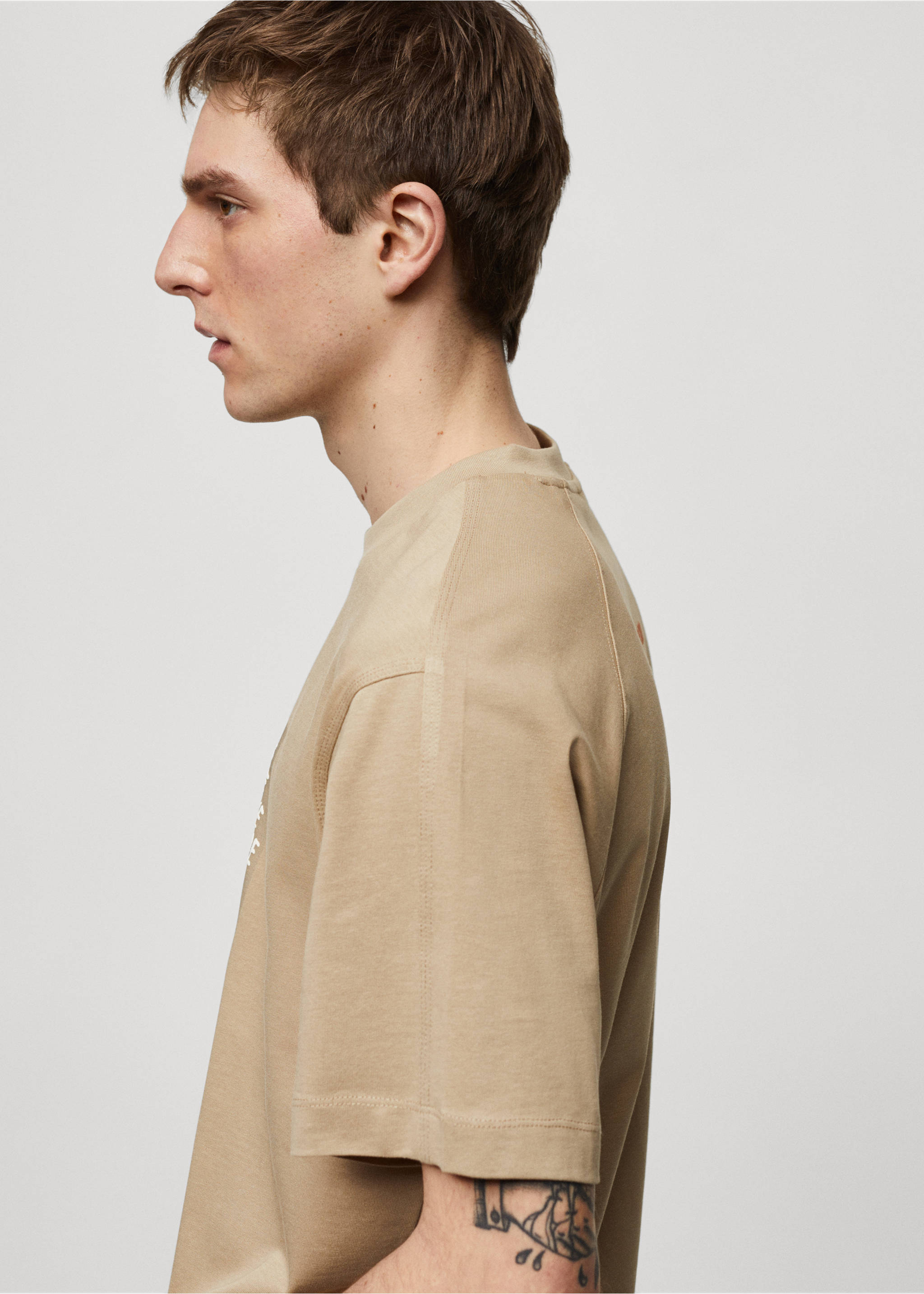 100% cotton printed t-shirt - Details of the article 4, Beige. Ref: 67027705-00.