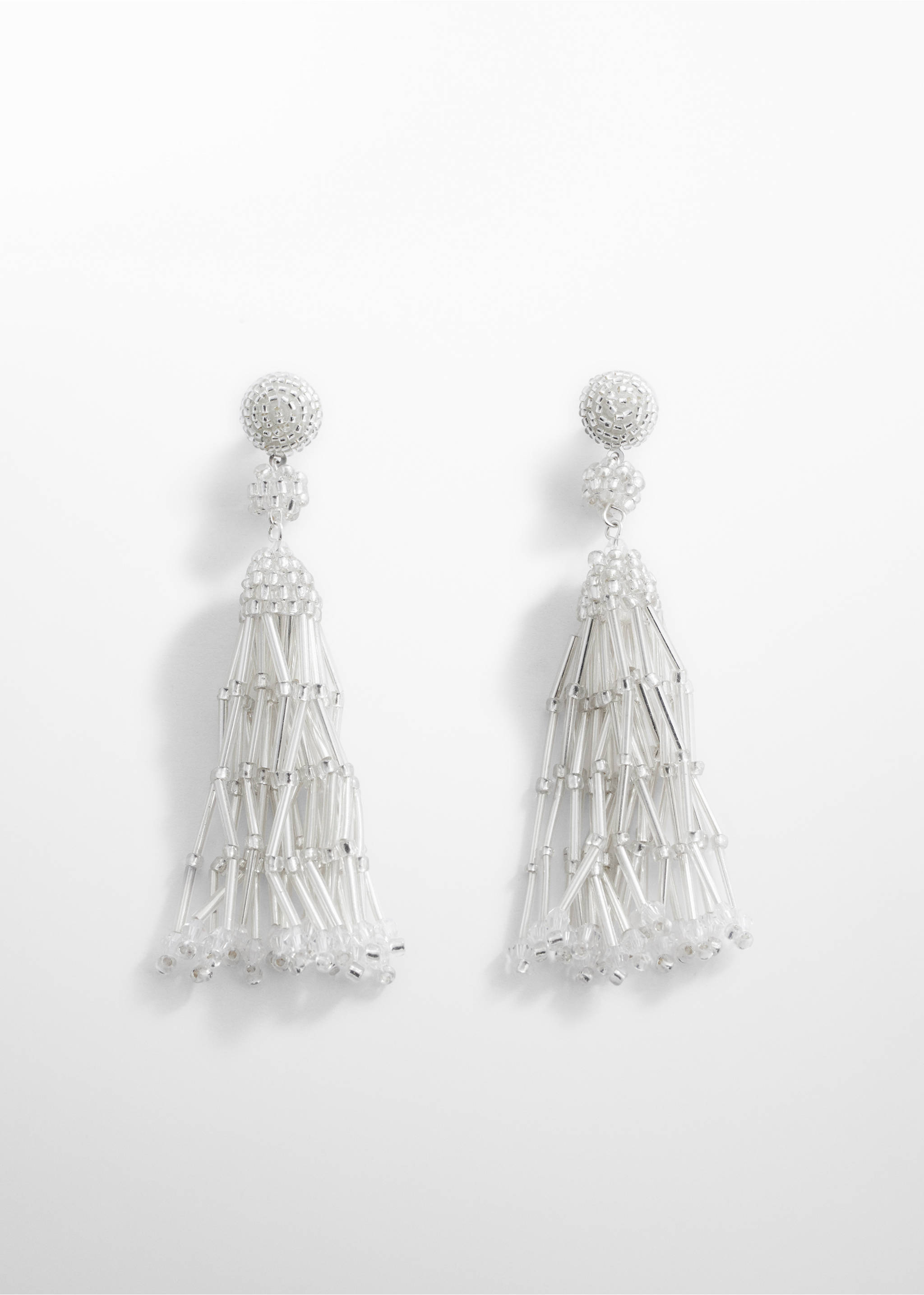 Long crystal earrings - Article without model, Silver. Ref: 67027723-00.