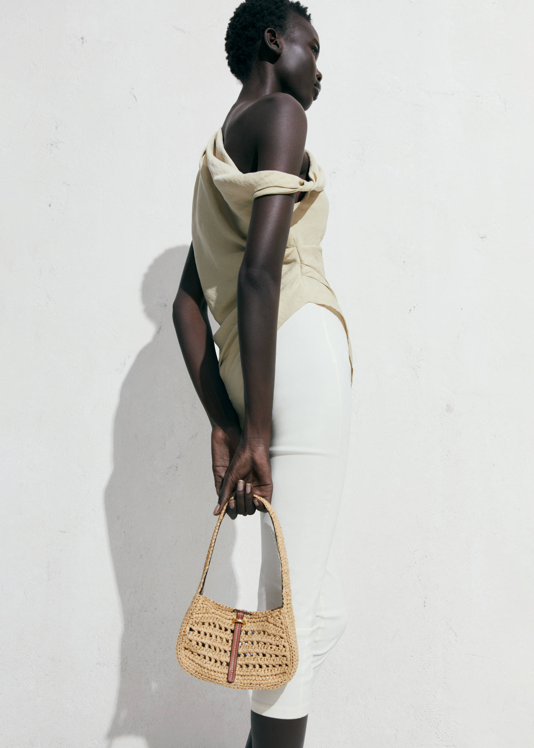 Natural fibre shoulder bag - General plane, Leather. Ref: 67027909-00.