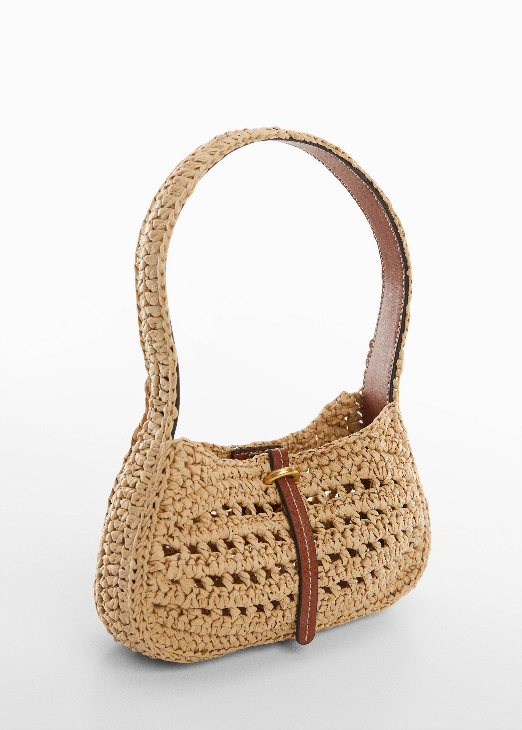 Natural fibre shoulder bag - Medium plane, Leather. Ref: 67027909-00.