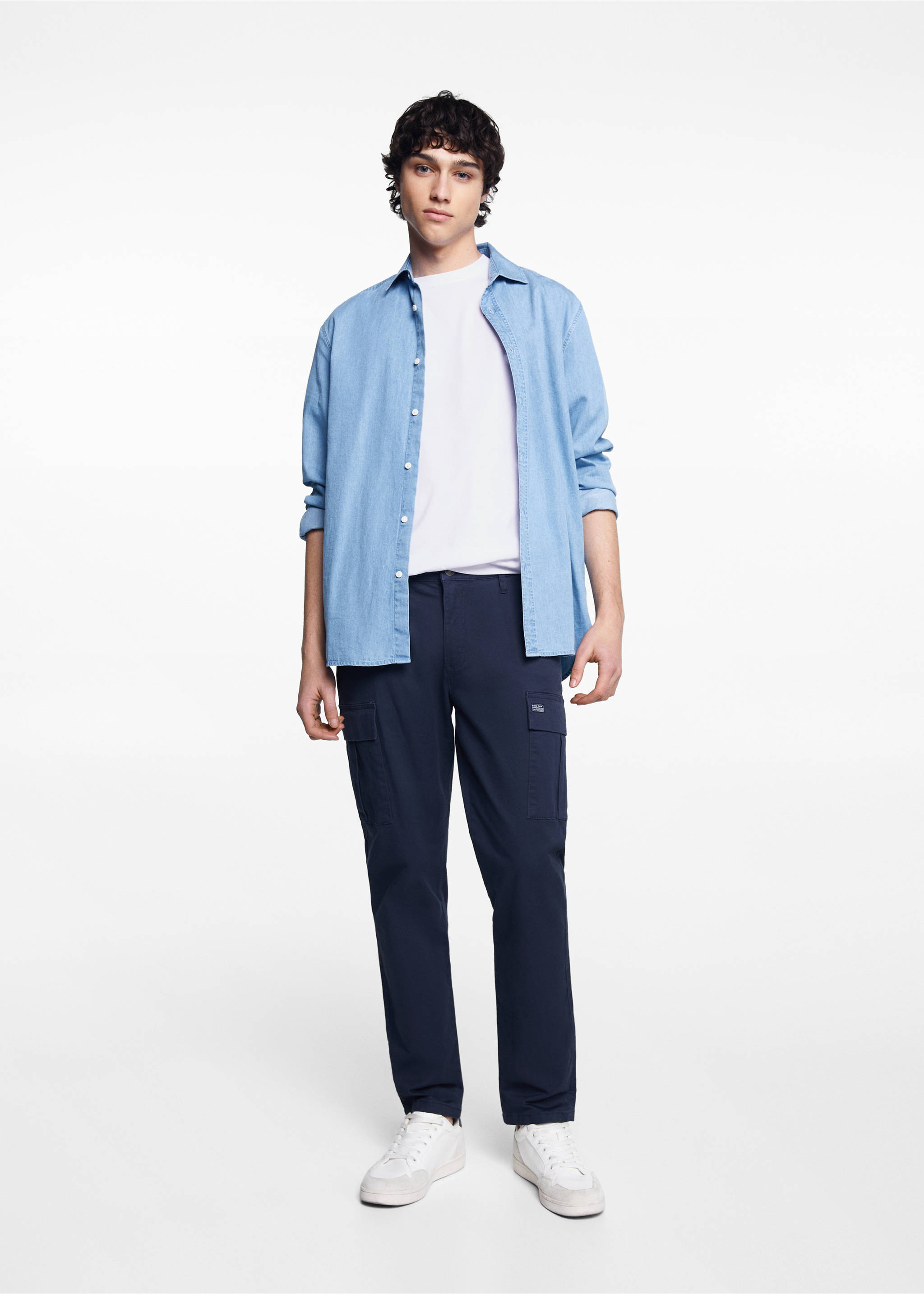 Tryckt bomull-blandning t-shirt - Allmän bild, Benvit. Ref: 67027912-00.