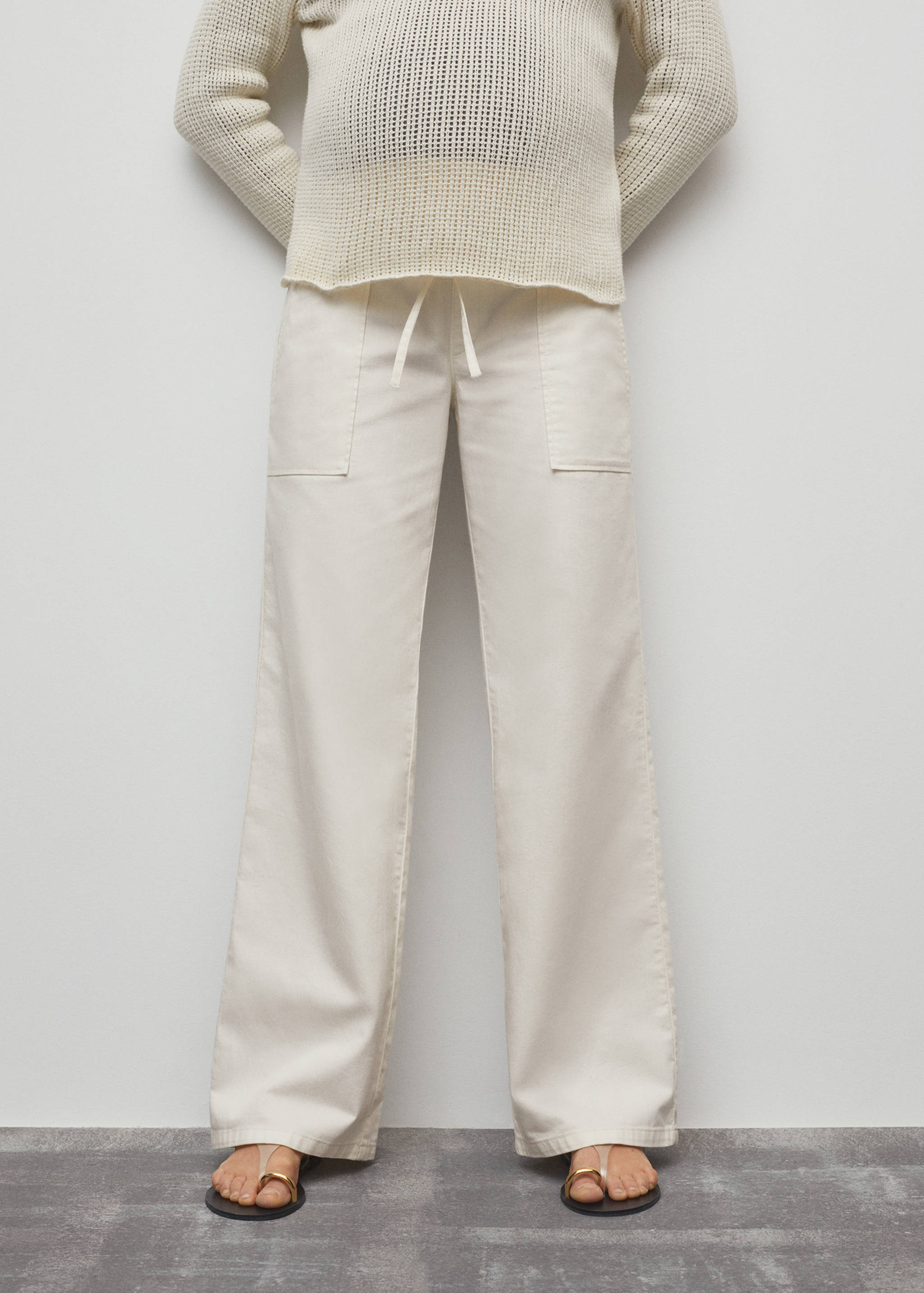 Cotton trousers with adjustable drawstring - Medium plane