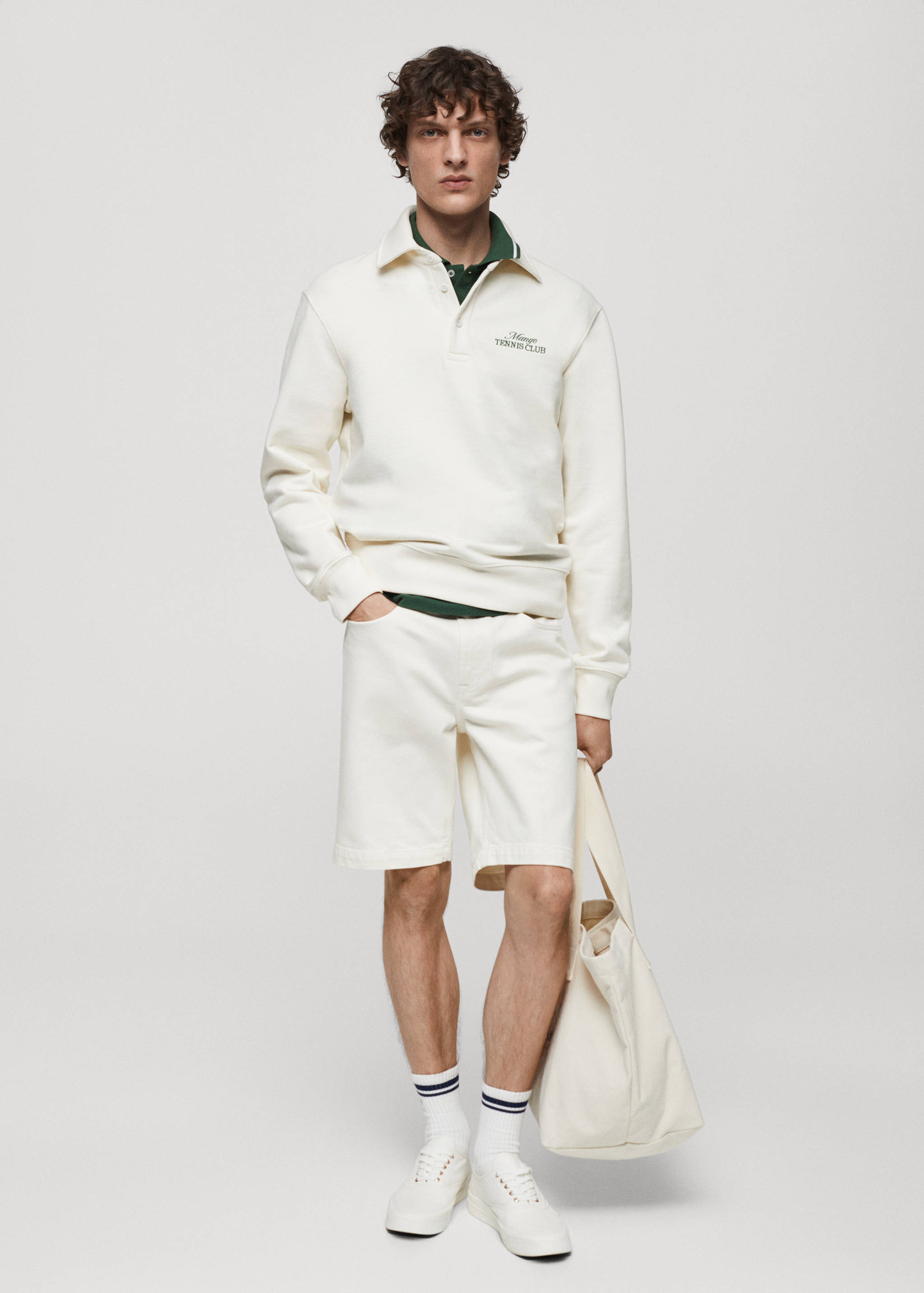 Embroidered cotton polo sweatshirt - General plane