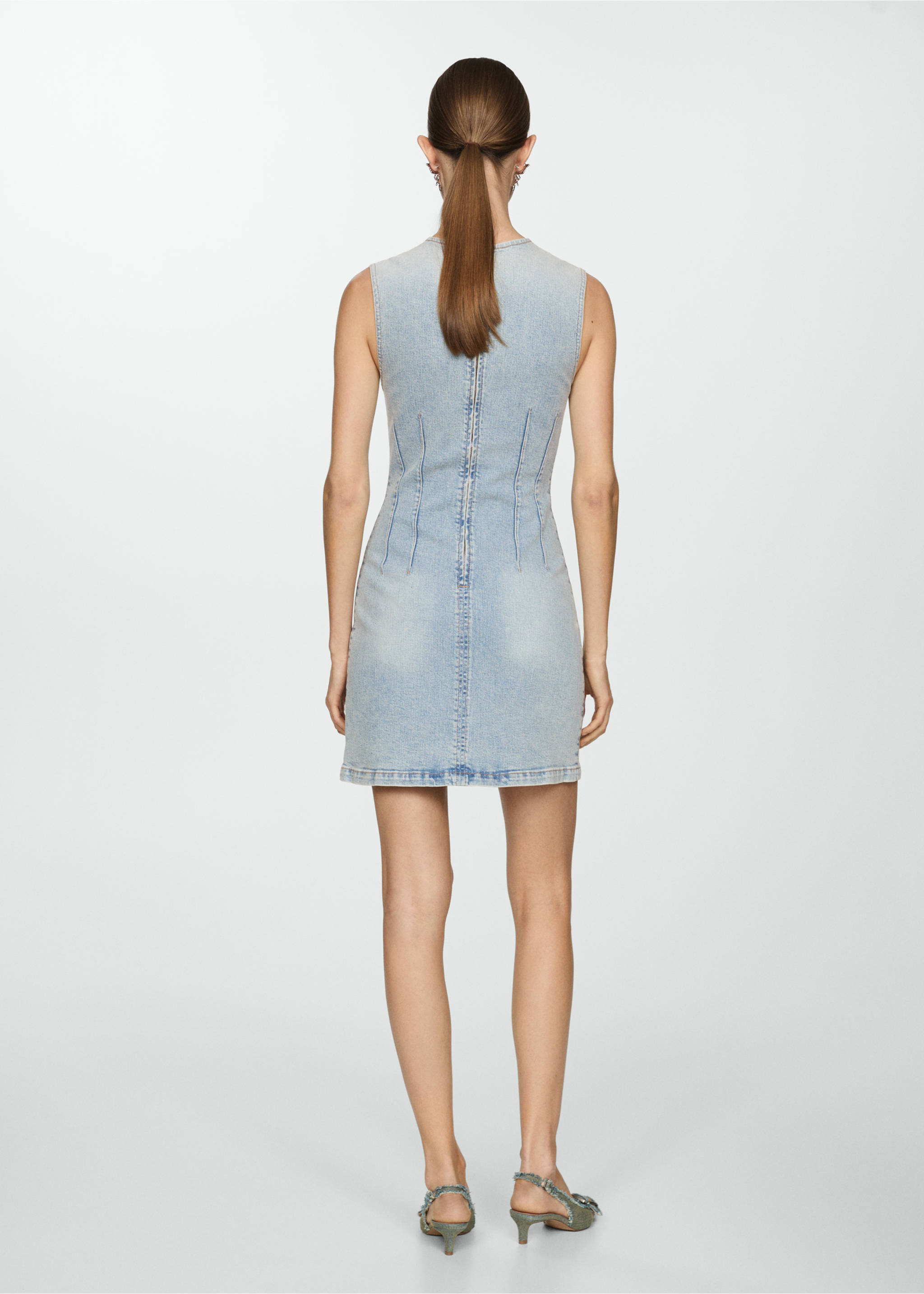 Short denim dress - Reverse of the article, Light Vintage Blue. Ref: 67027930-00.
