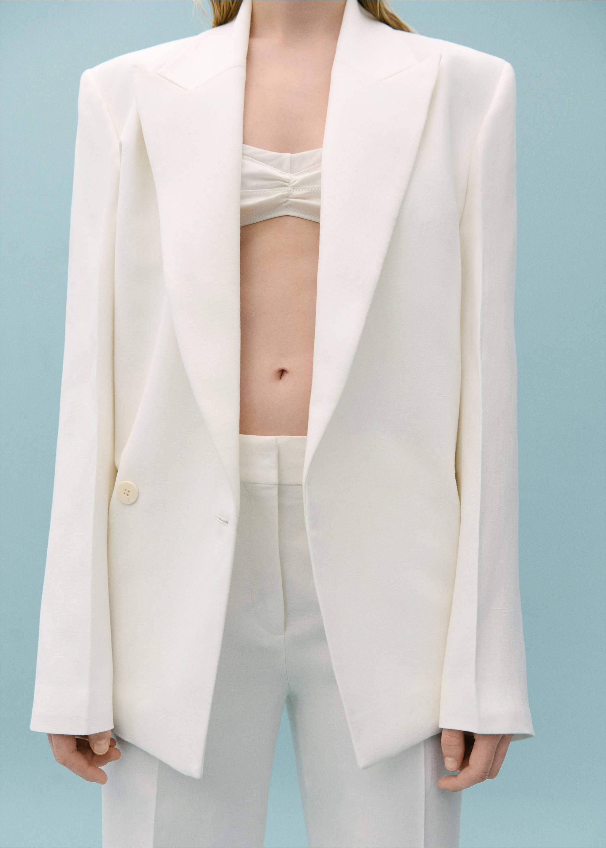 Flared suit trousers - Details of the article 6, Light/Pastel Grey. Ref: 67028660-00.