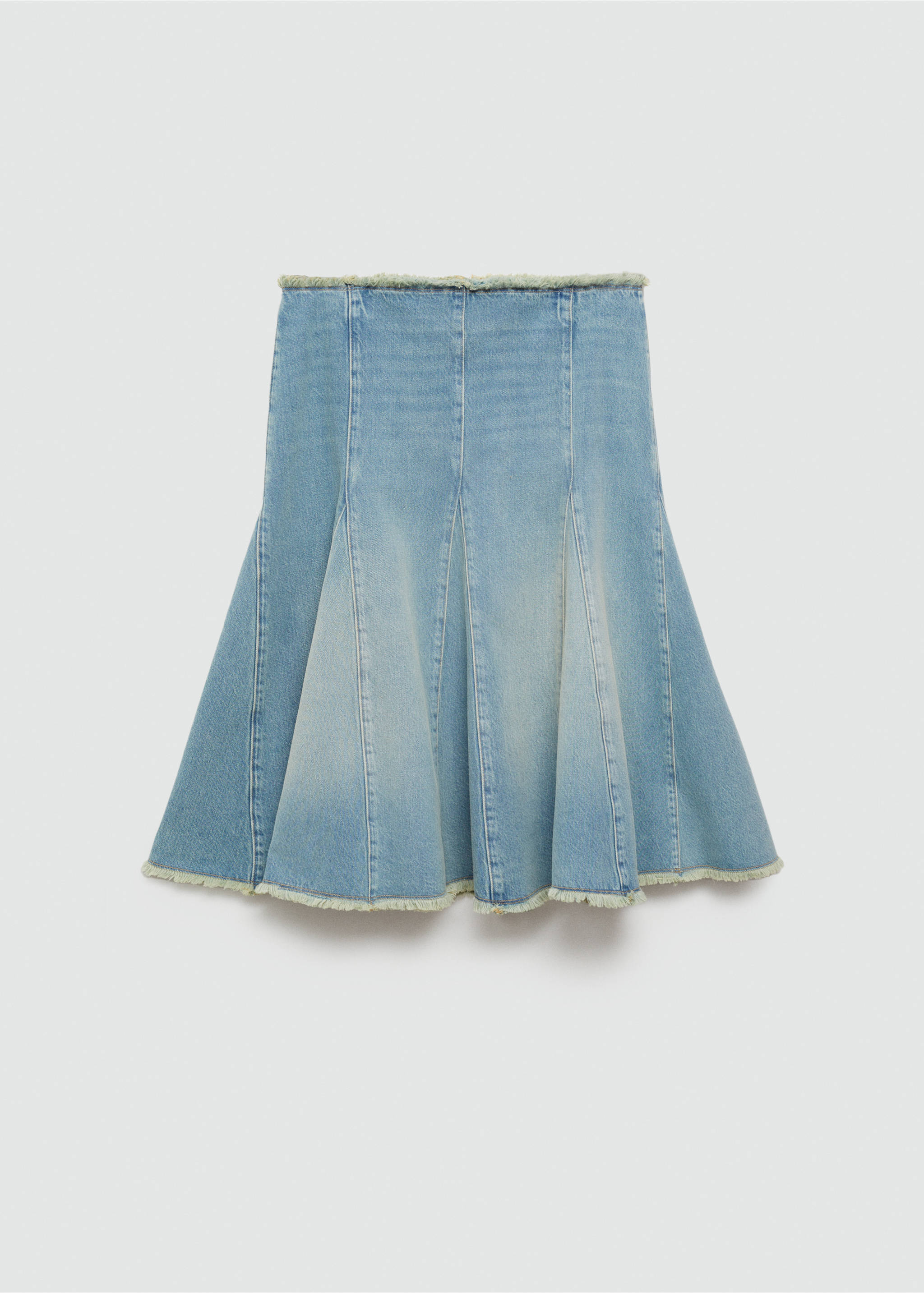 Φούστα denim ξεφτισμένα τελειώματα - Προϊόν χωρίς μοντέλο, Μπλε. Ref: 67029606-00.