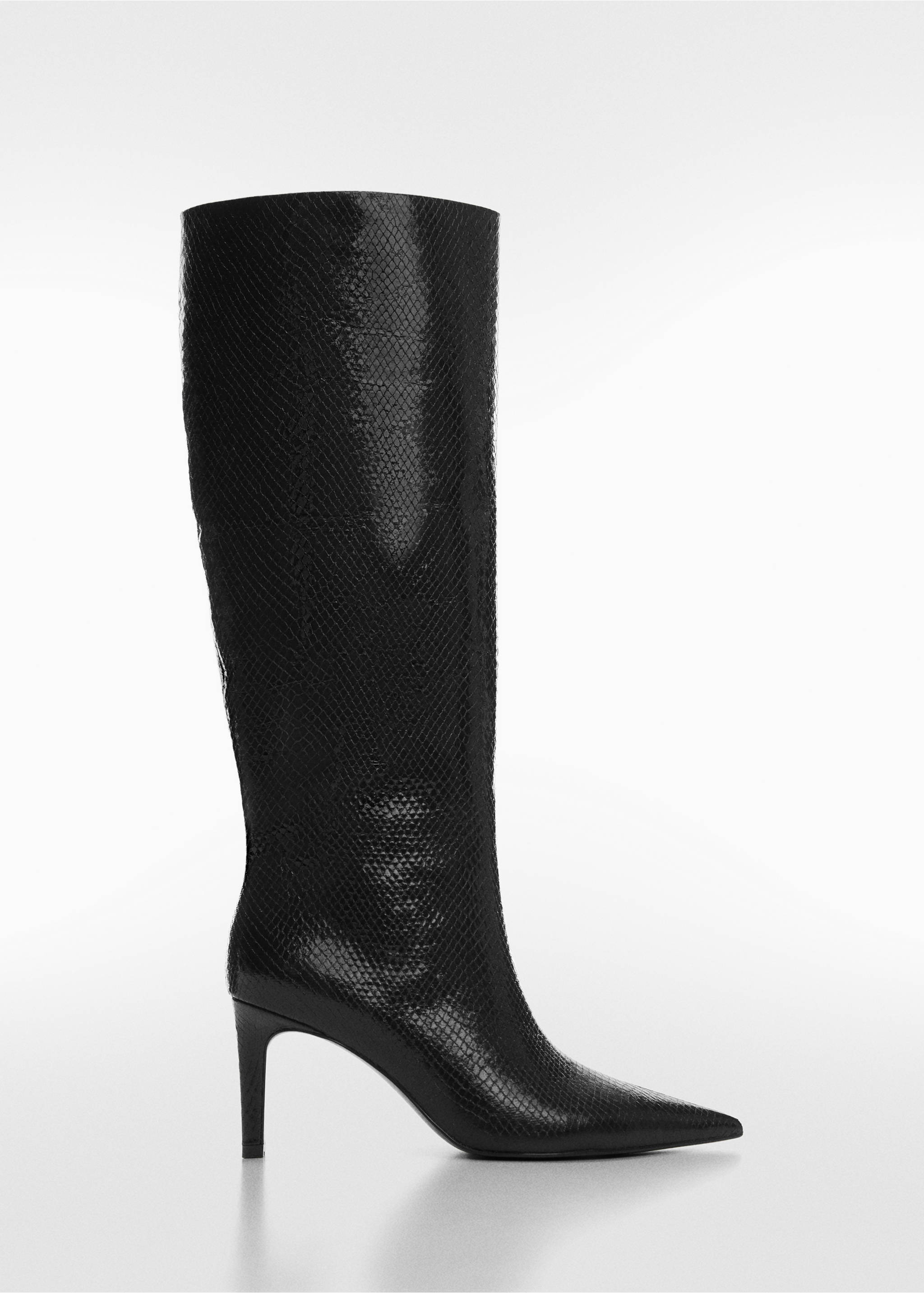 Heeled boots with animal print effect - Article without model, Black. Ref: 67030255-00.
