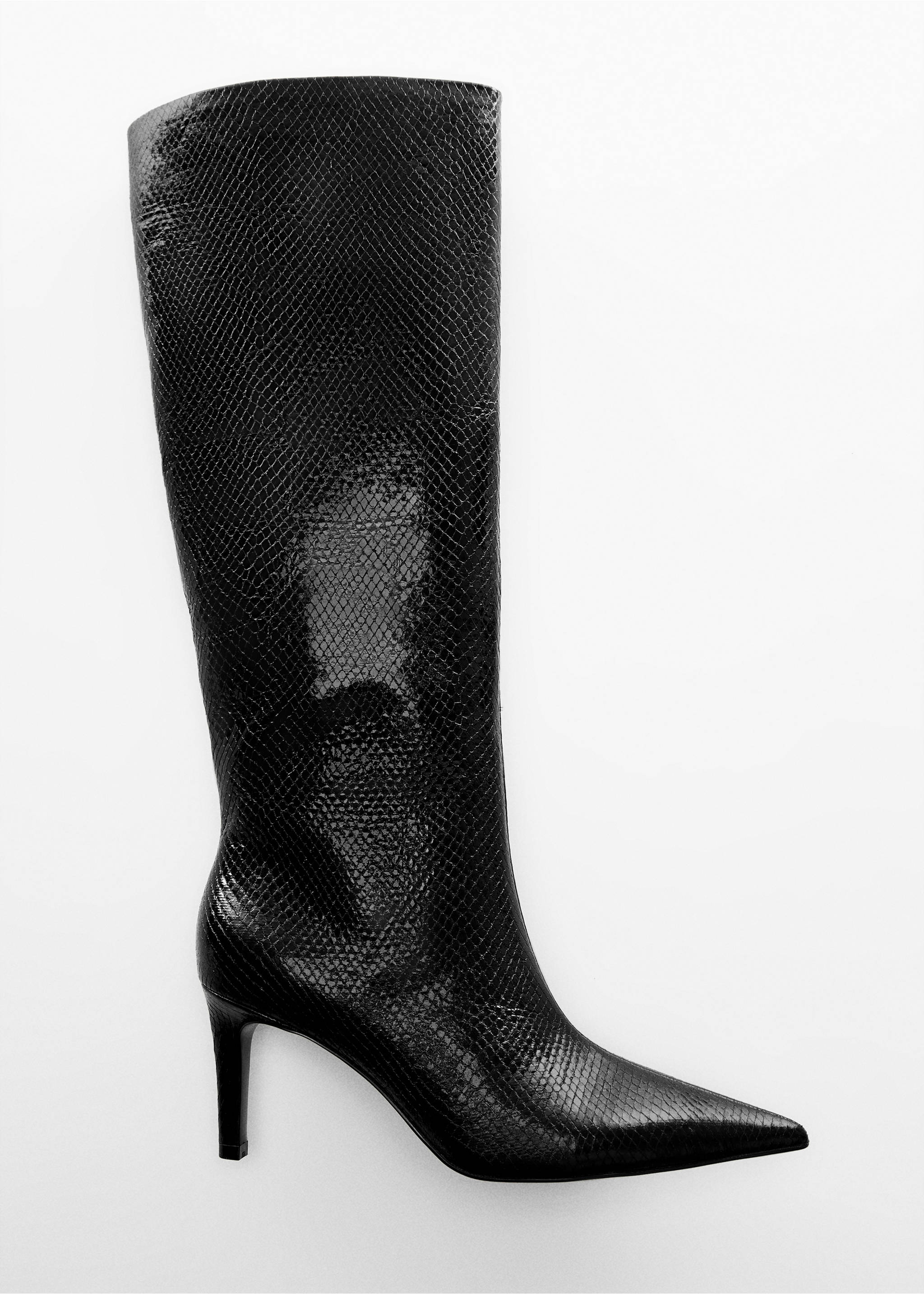 Heeled boots with animal print effect - Details of the article 5, Black. Ref: 67030255-00.
