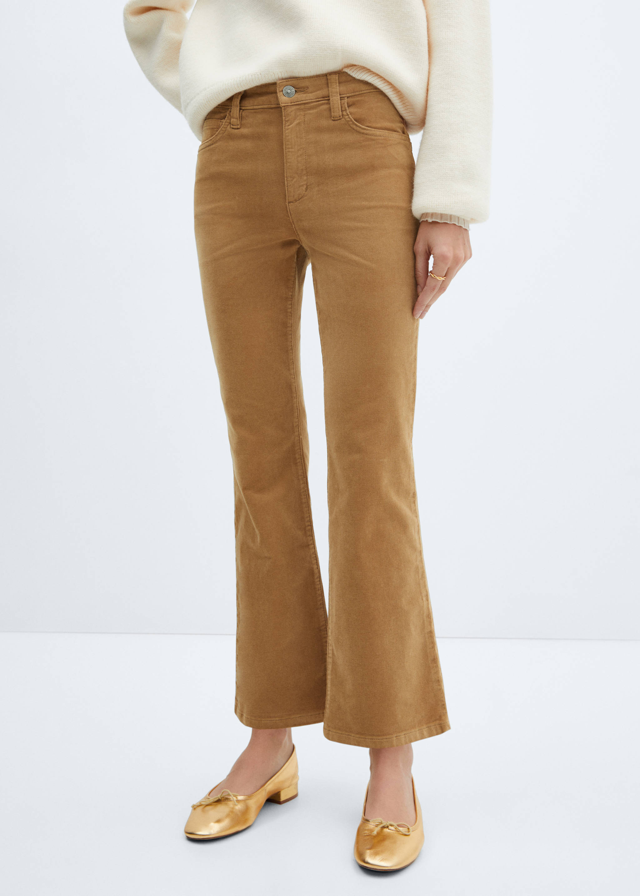 Corduroy flared crop broek - Middenvlak