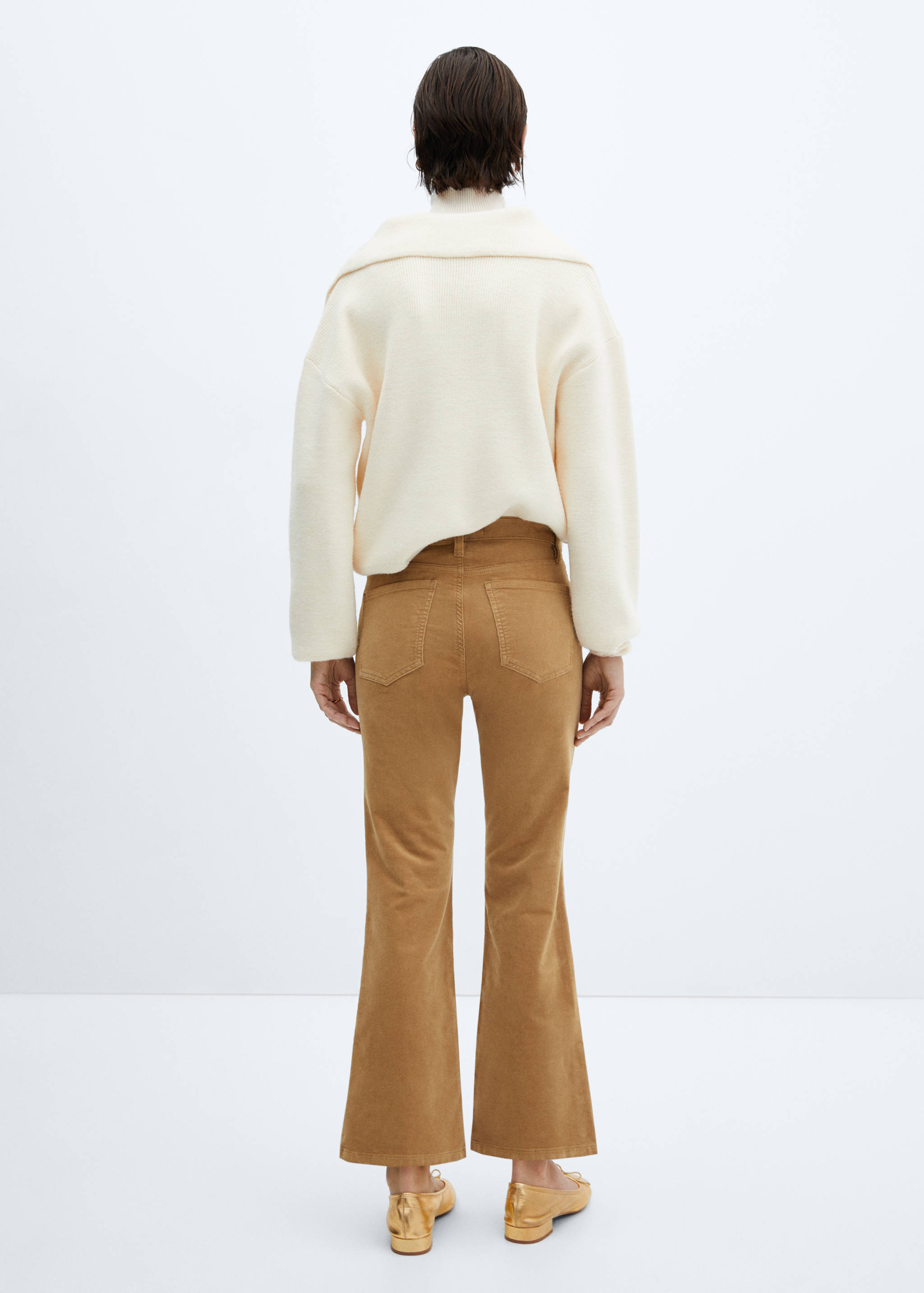 Corduroy flared crop broek - Achterkant van het artikel
