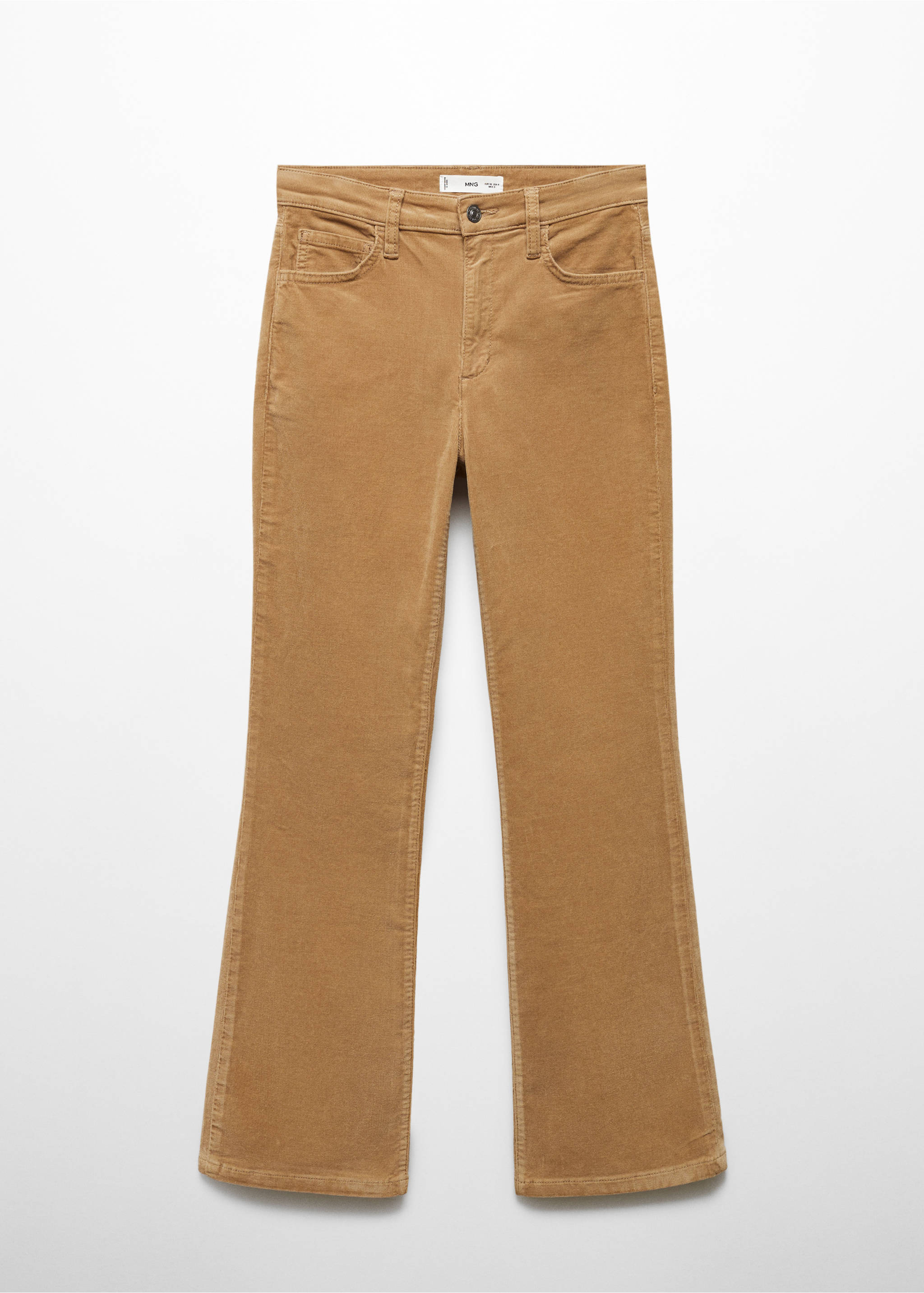 Flared cropped corduroy trousers - Article without model, Medium Brown. Ref: 67030256-00.