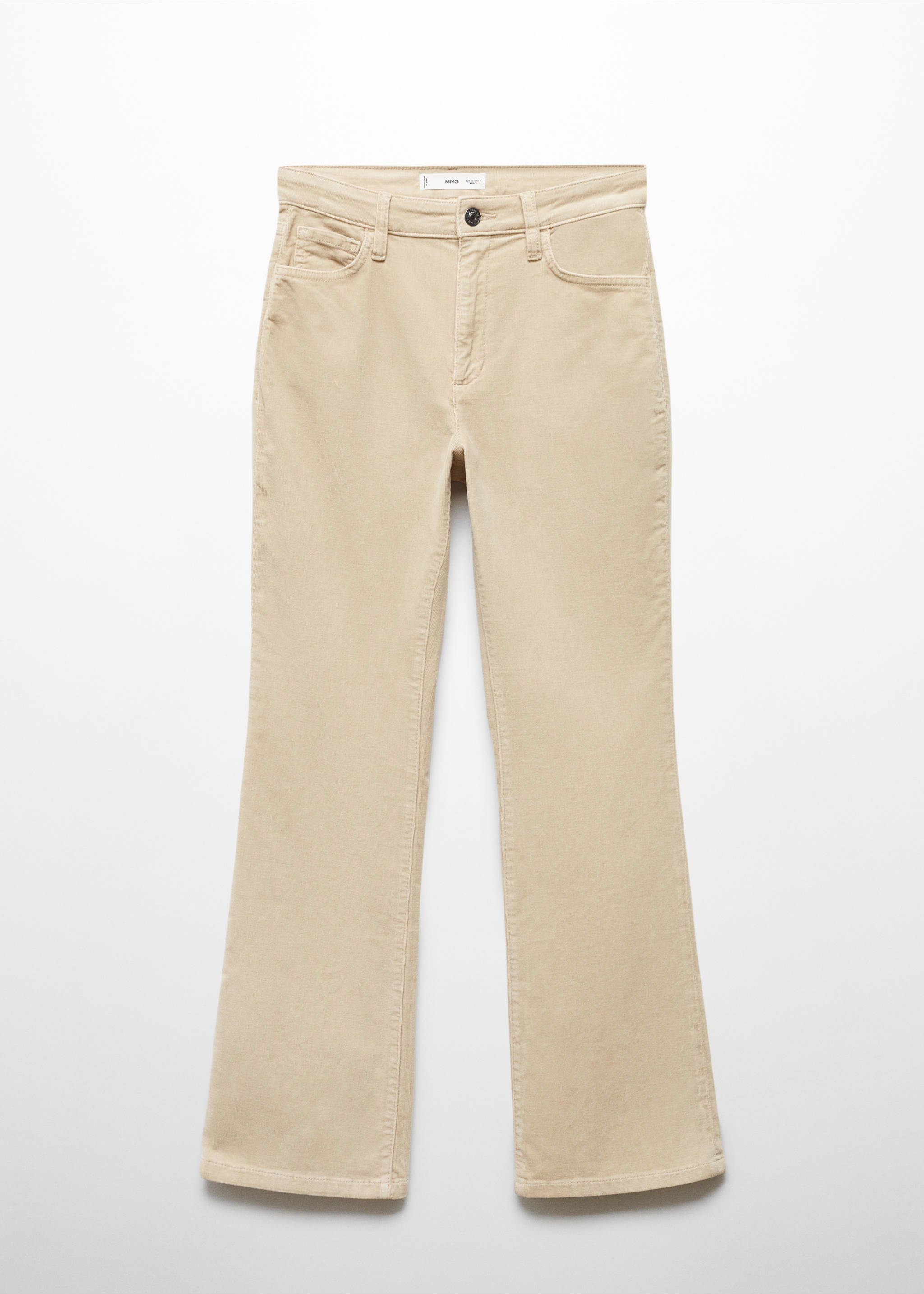 Flared cropped corduroy trousers - Article without model, Ecru. Ref: 67030258-00.