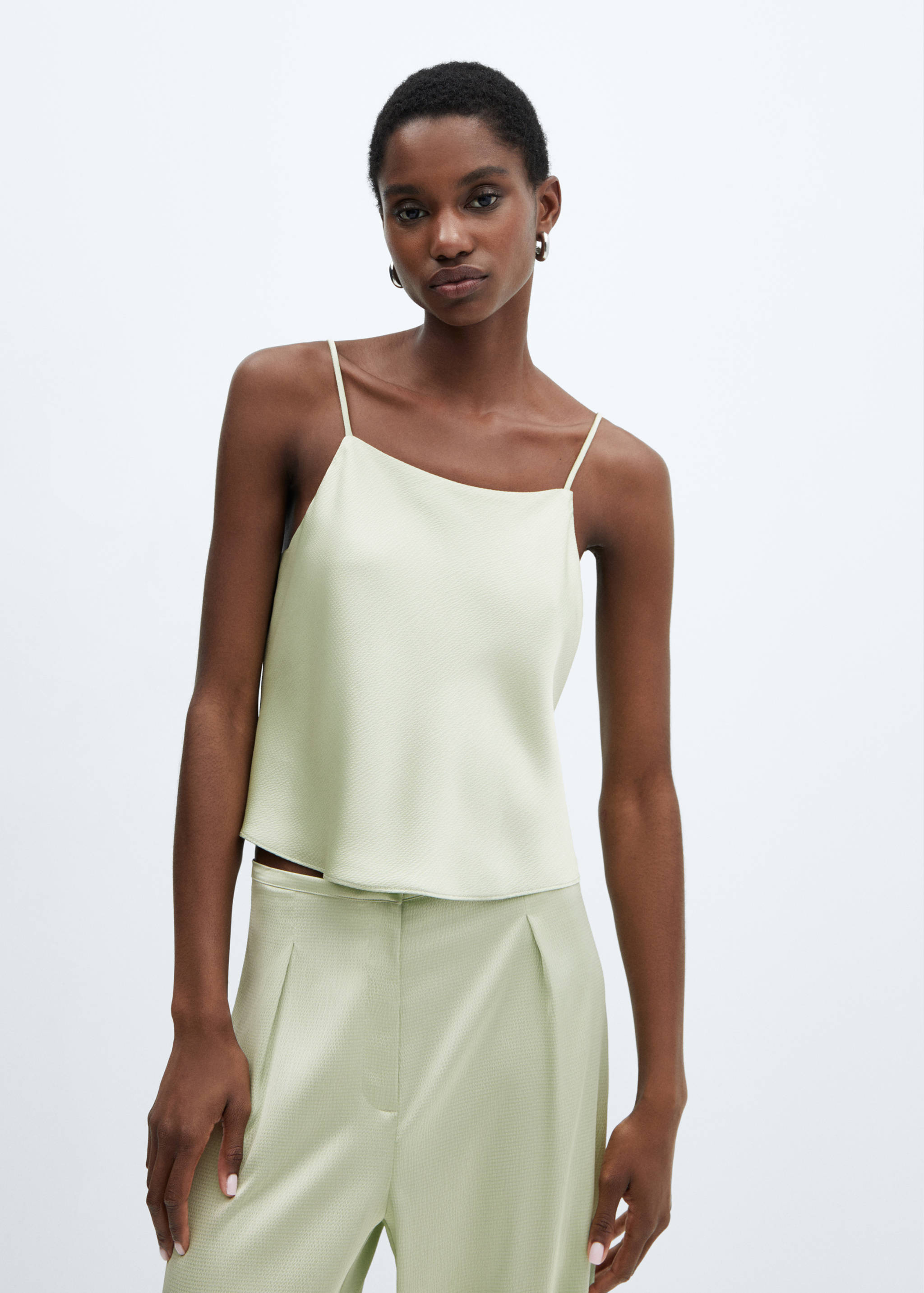 Top de alças acetinado - Plano médio