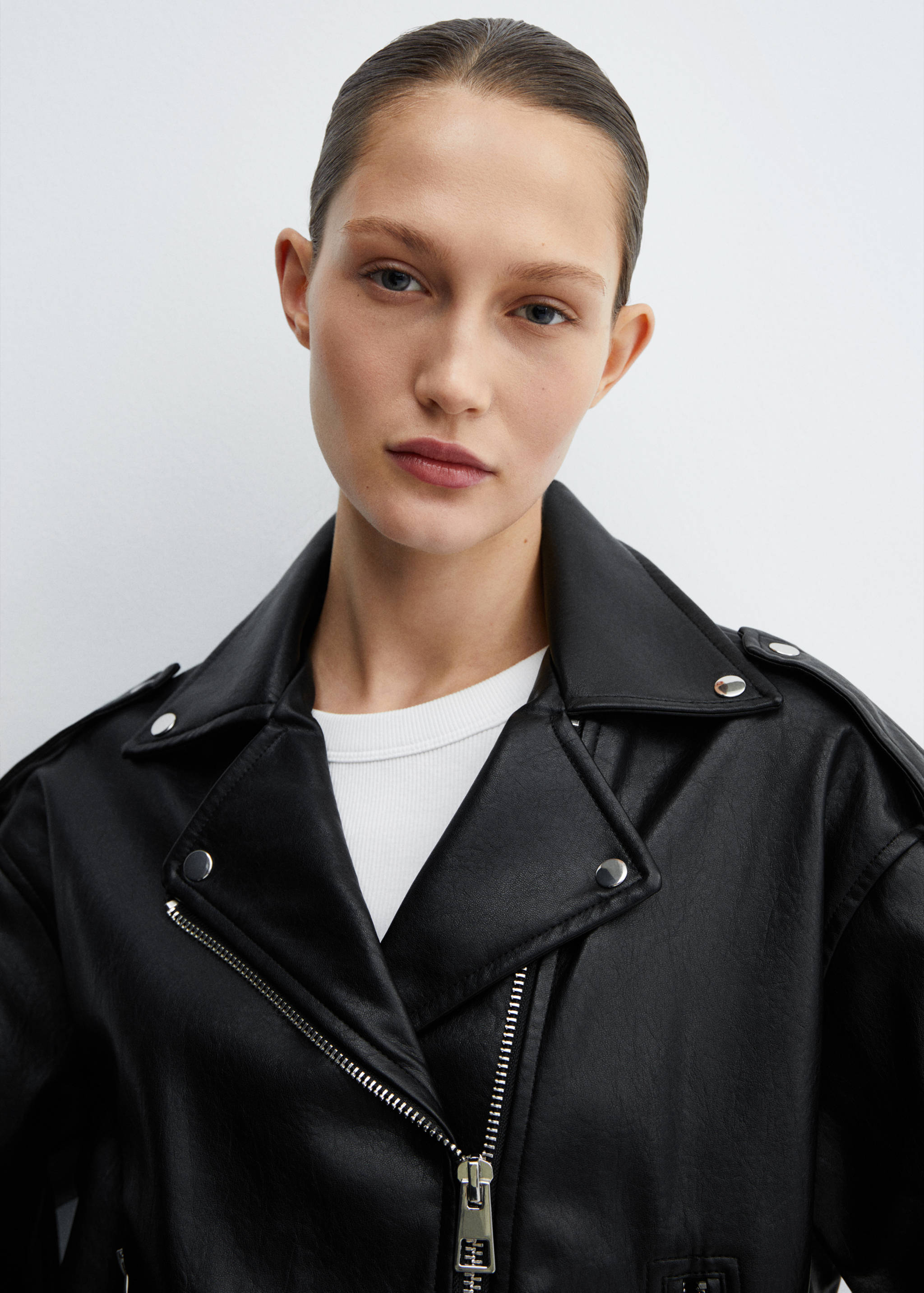 Faux-leather biker jacket - Details of the article 1