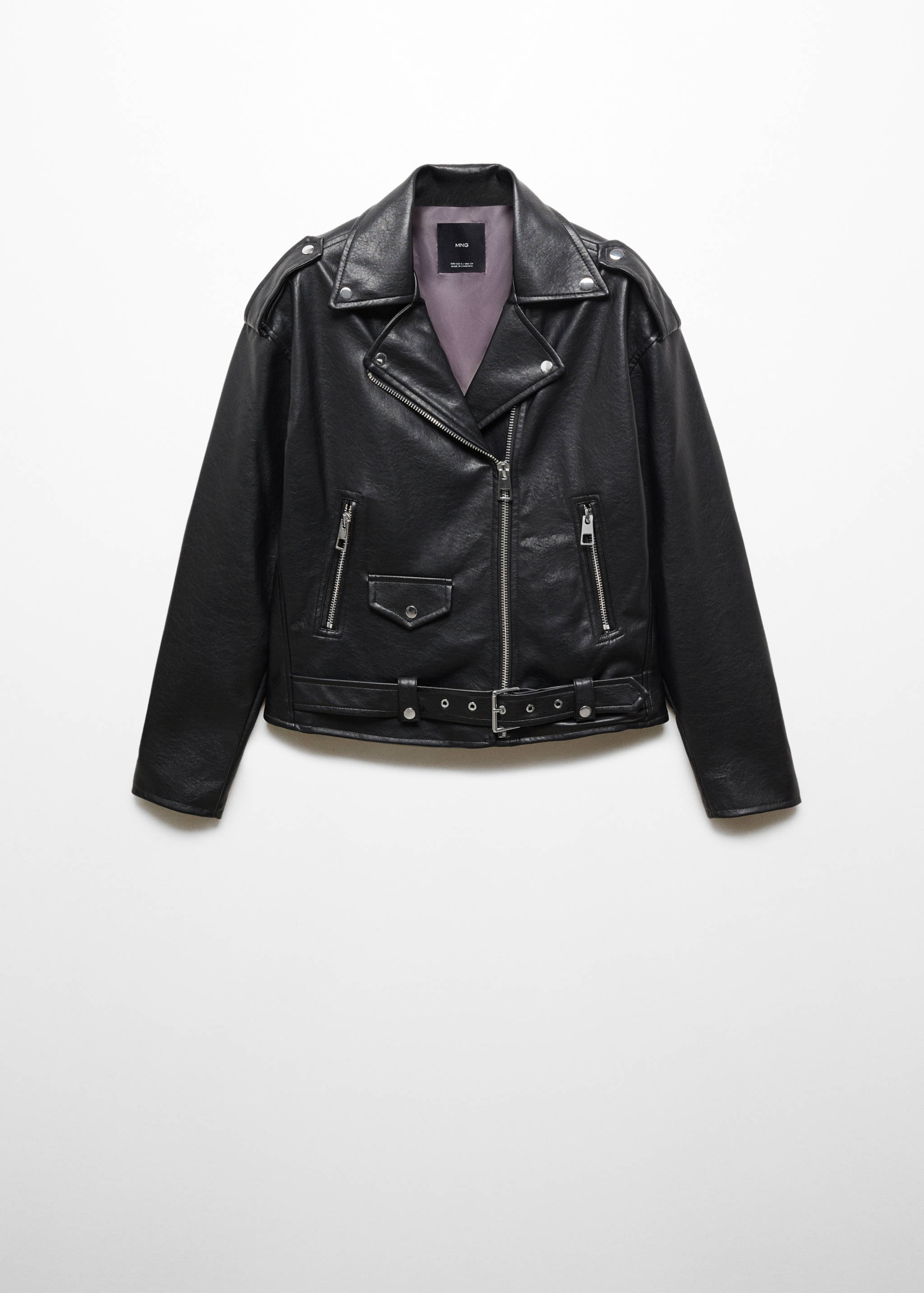 Faux-leather biker jacket - Article without model