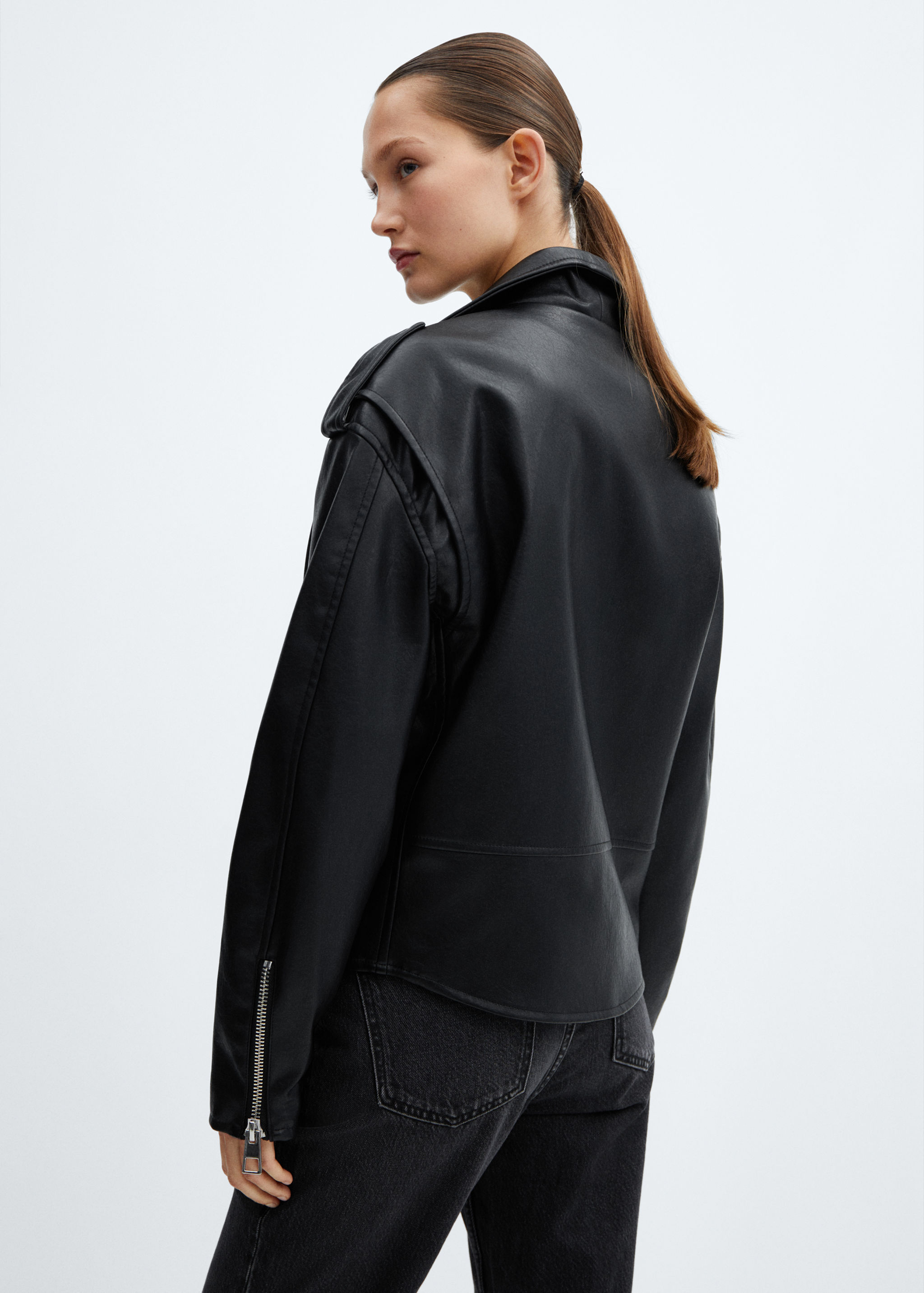Leather-effect biker jacket - Reverse of the article