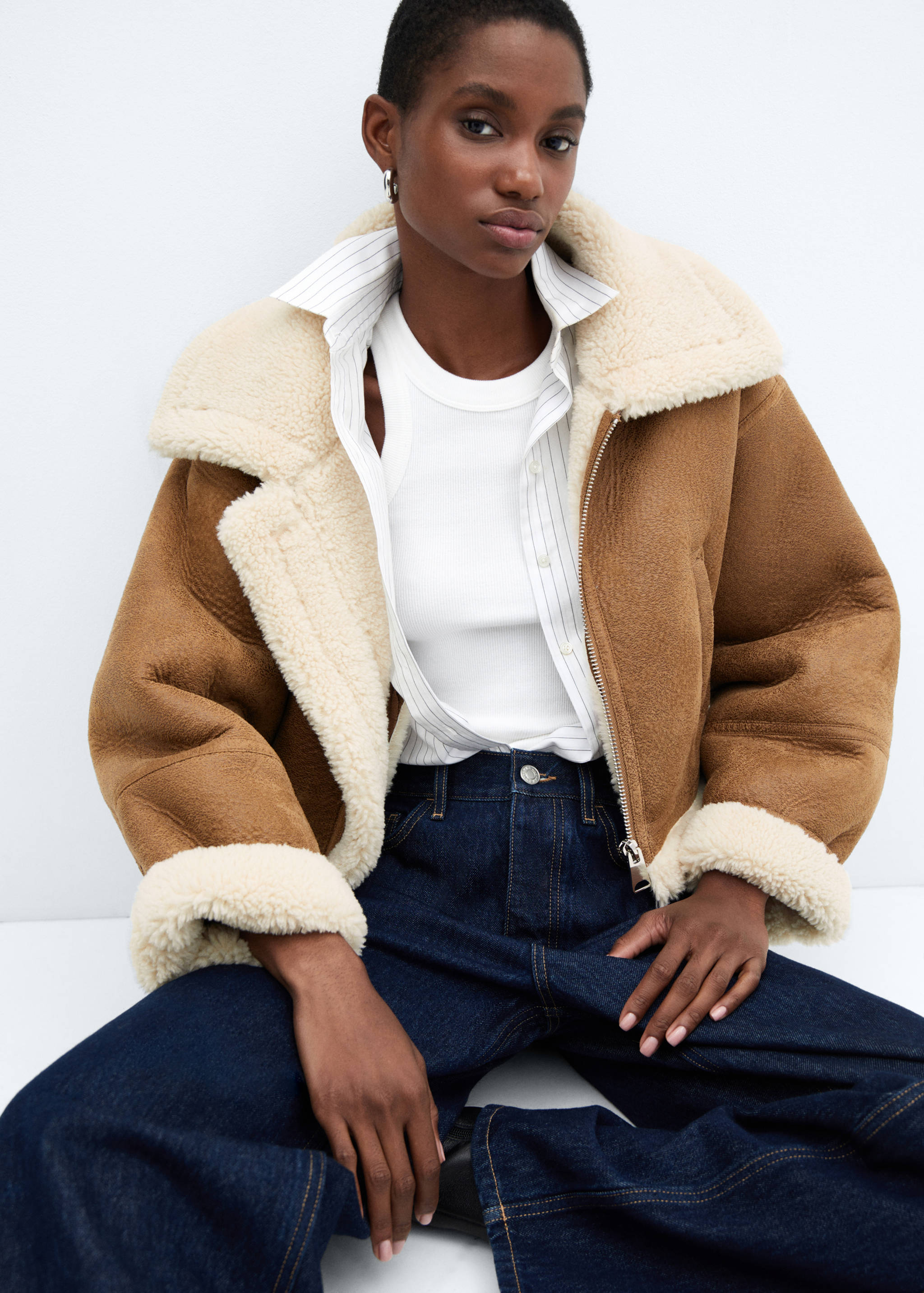 Shearling-lined faux-leather jacket - Details of the article 2