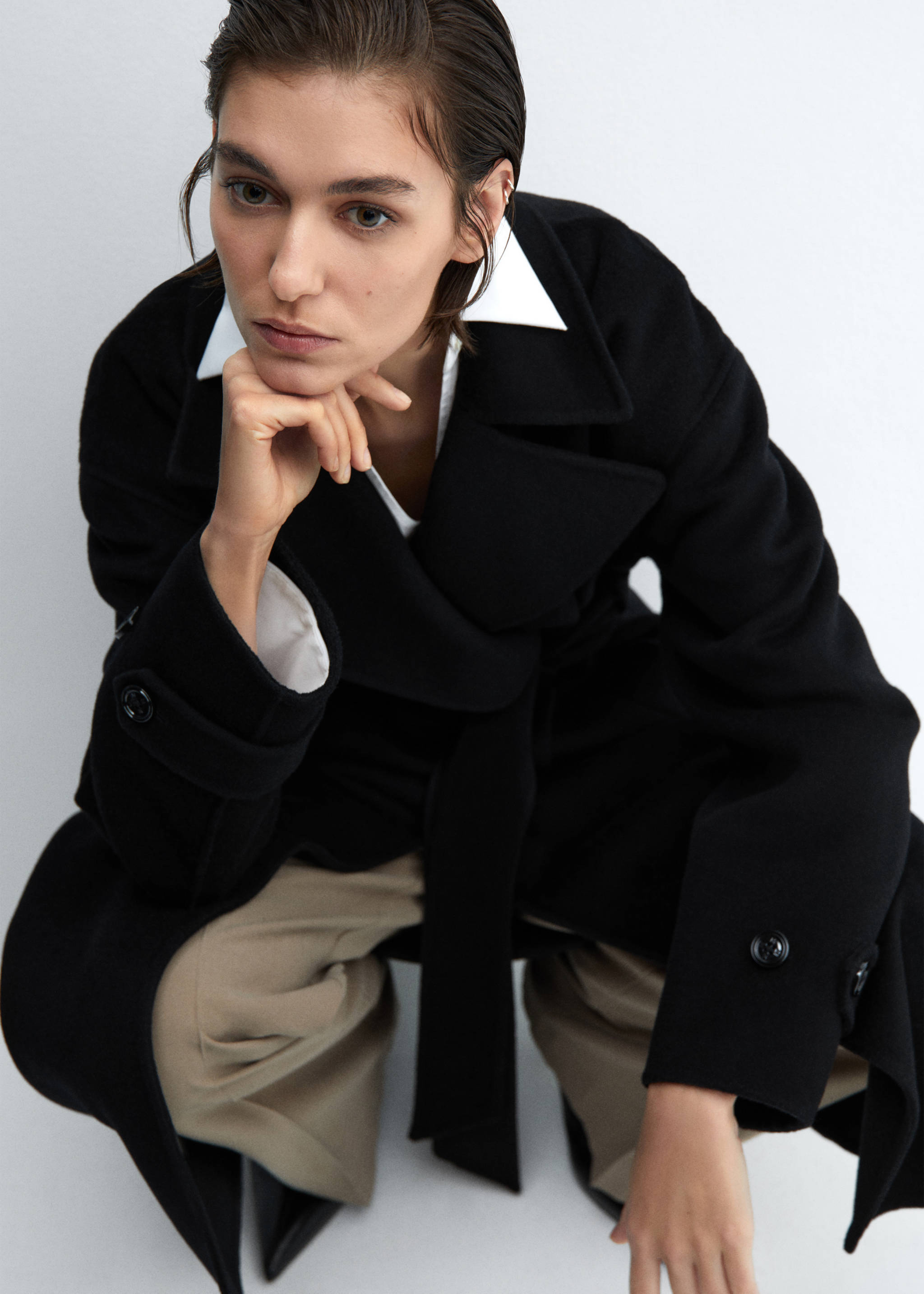 Woollen coat with belt - Details of the article 2