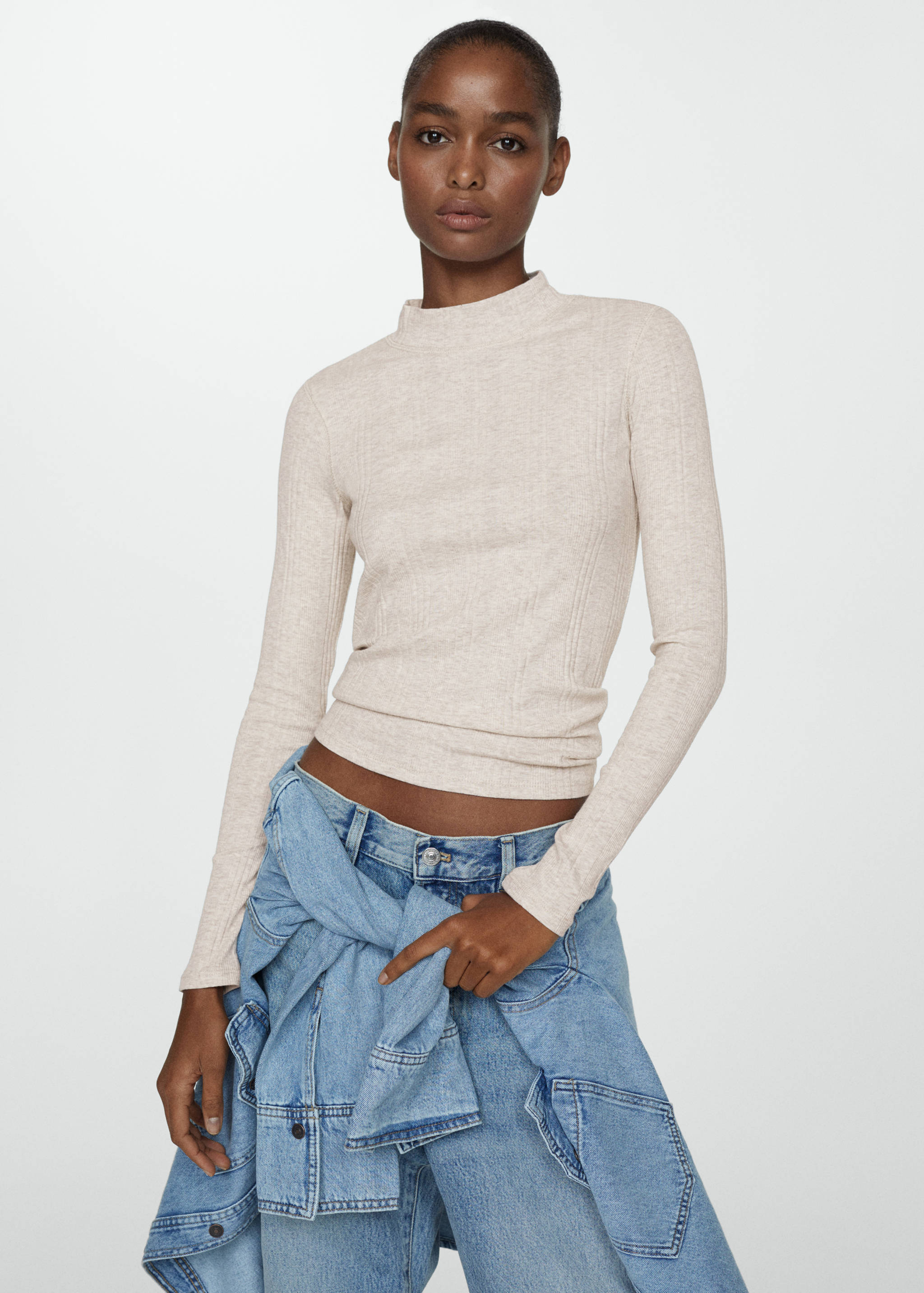 Camiseta canalé cuello perkins - Plano medio