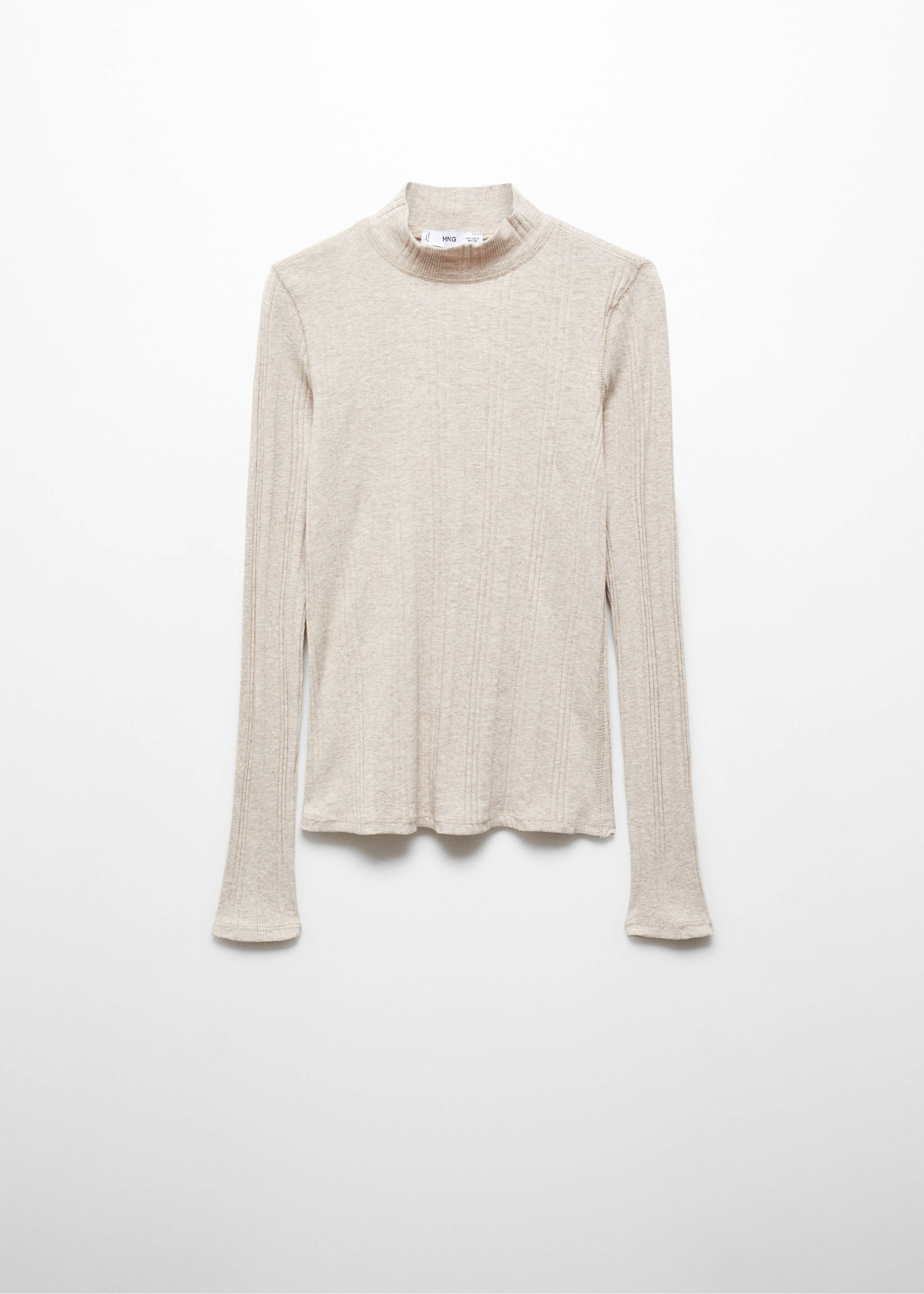 Ribbed t-shirt with perkins neck - Article without model, Sand. Ref: 67030460-00.