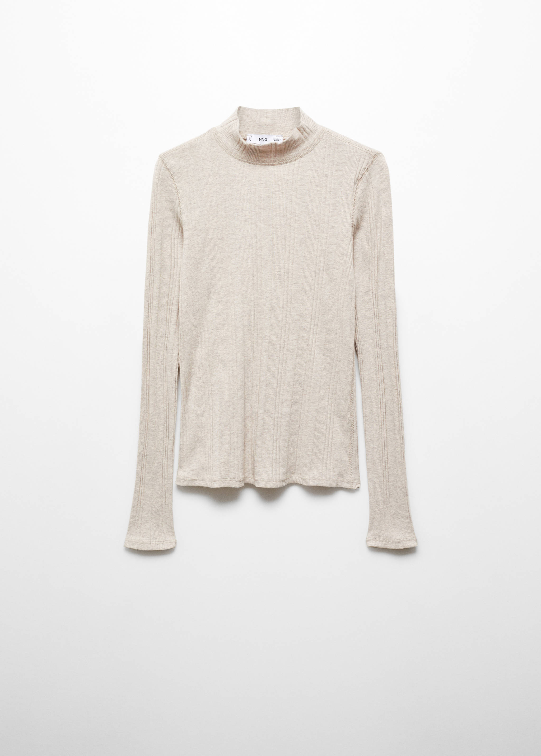 Ribbed t-shirt with perkins neck - Article without model