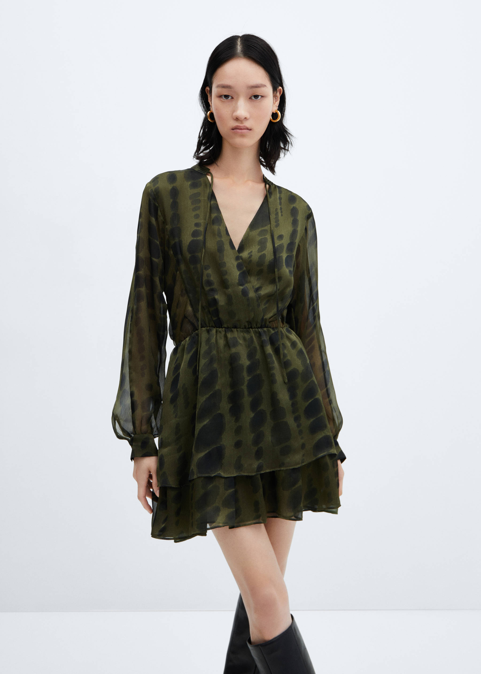 Printed satin dress - Medium plane