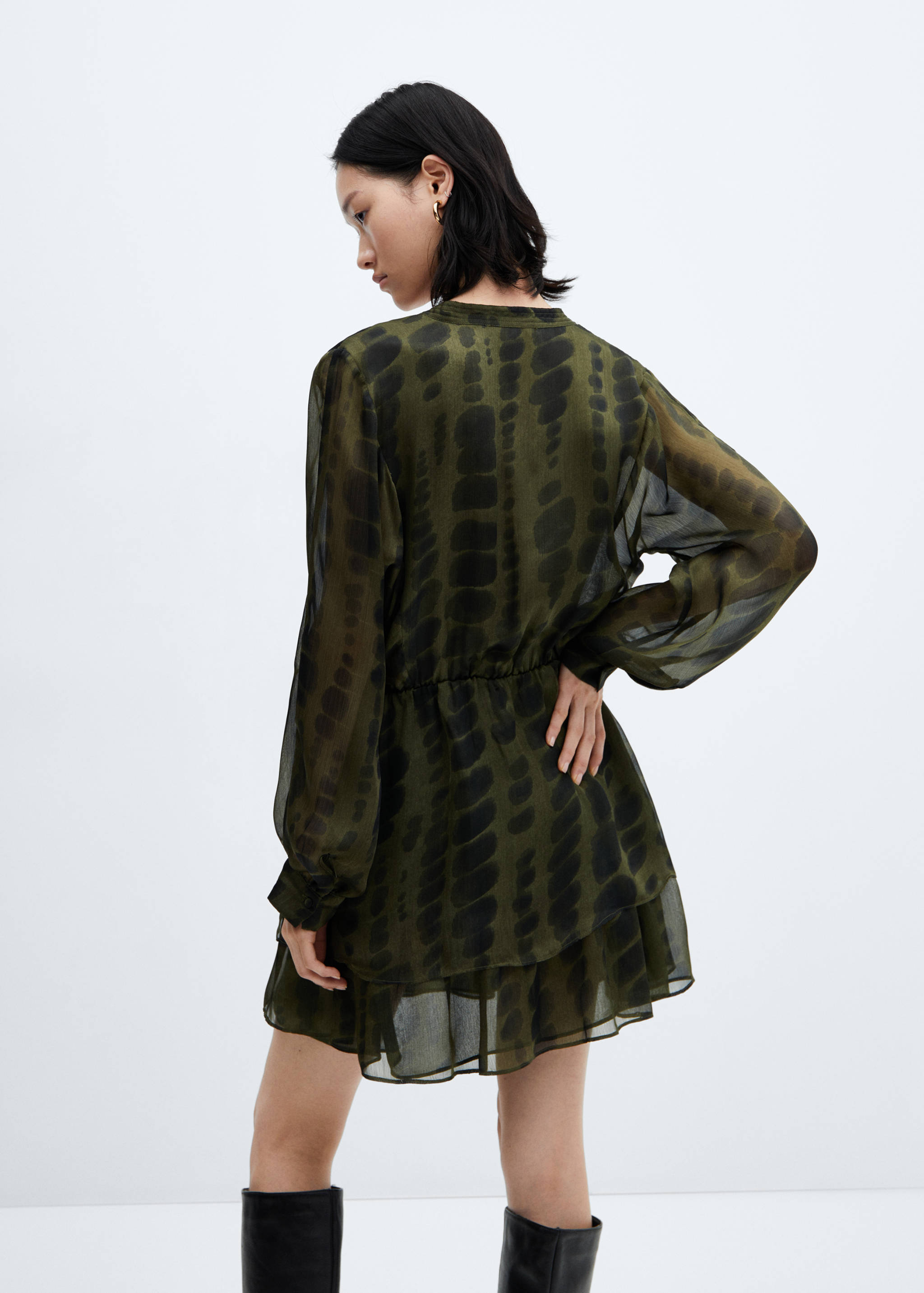 Printed satin dress - Reverse of the article