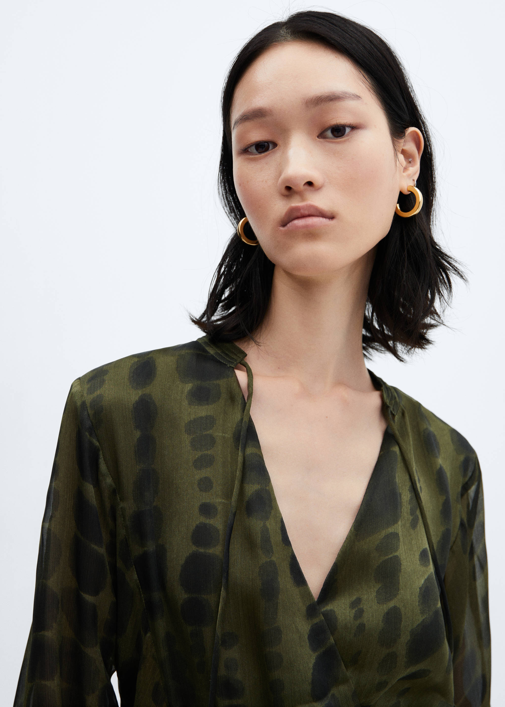 Printed satin dress - Details of the article 1