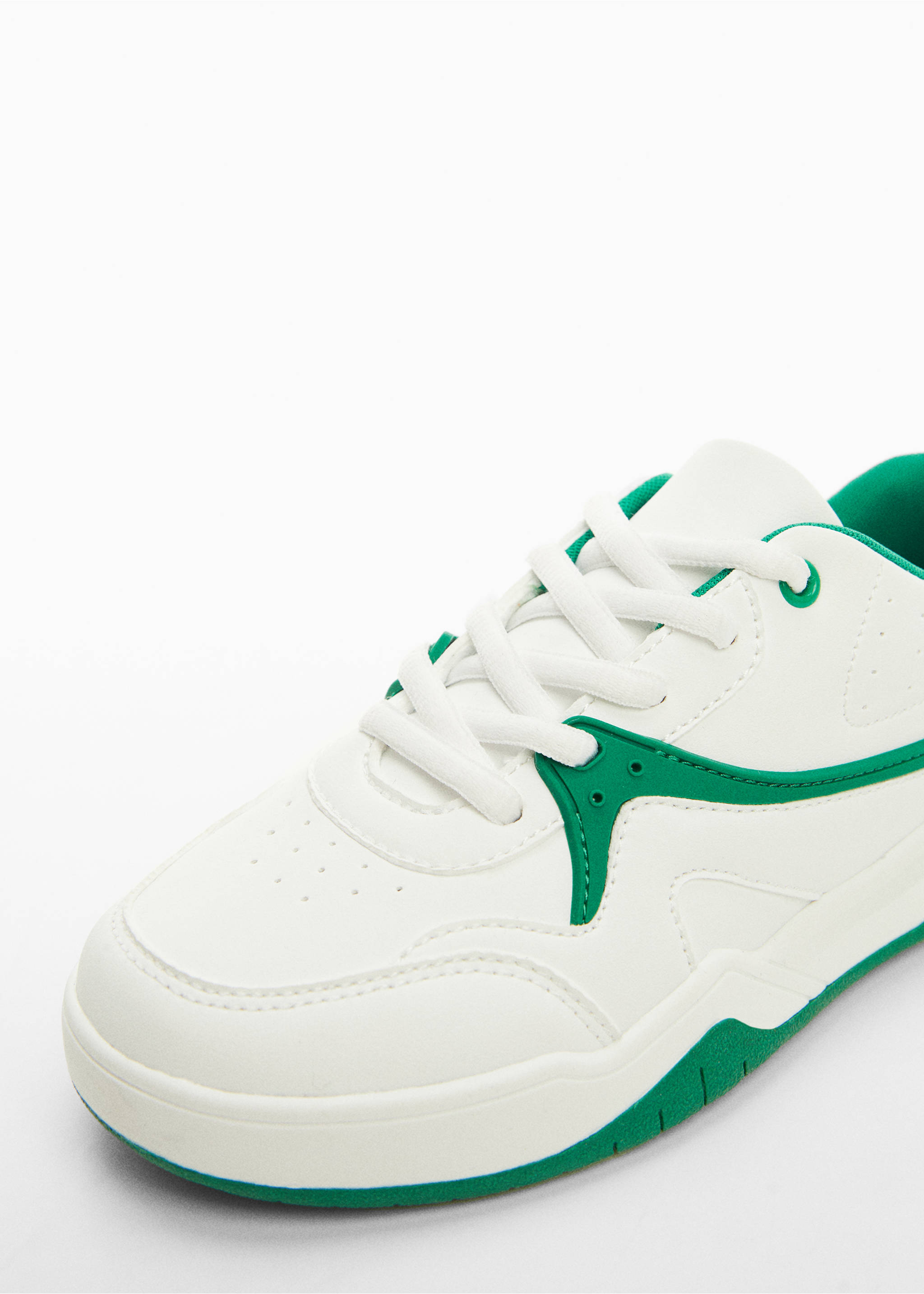 Lace-up mixed sneakers - Details of the article 2, White. Ref: 67030469-00.