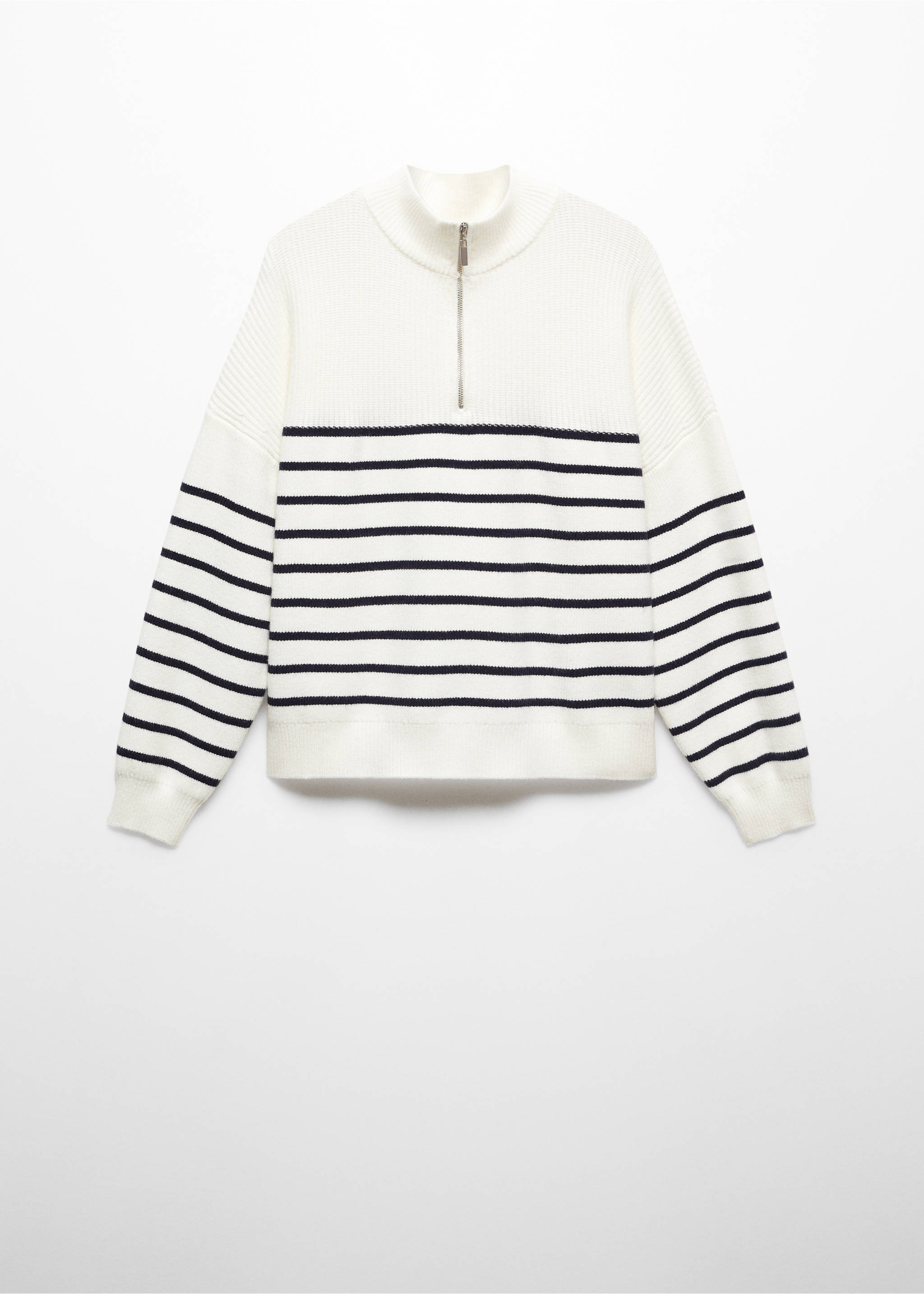 Striped sweater with zip - Article without model, Navy. Ref: 67030480-00.