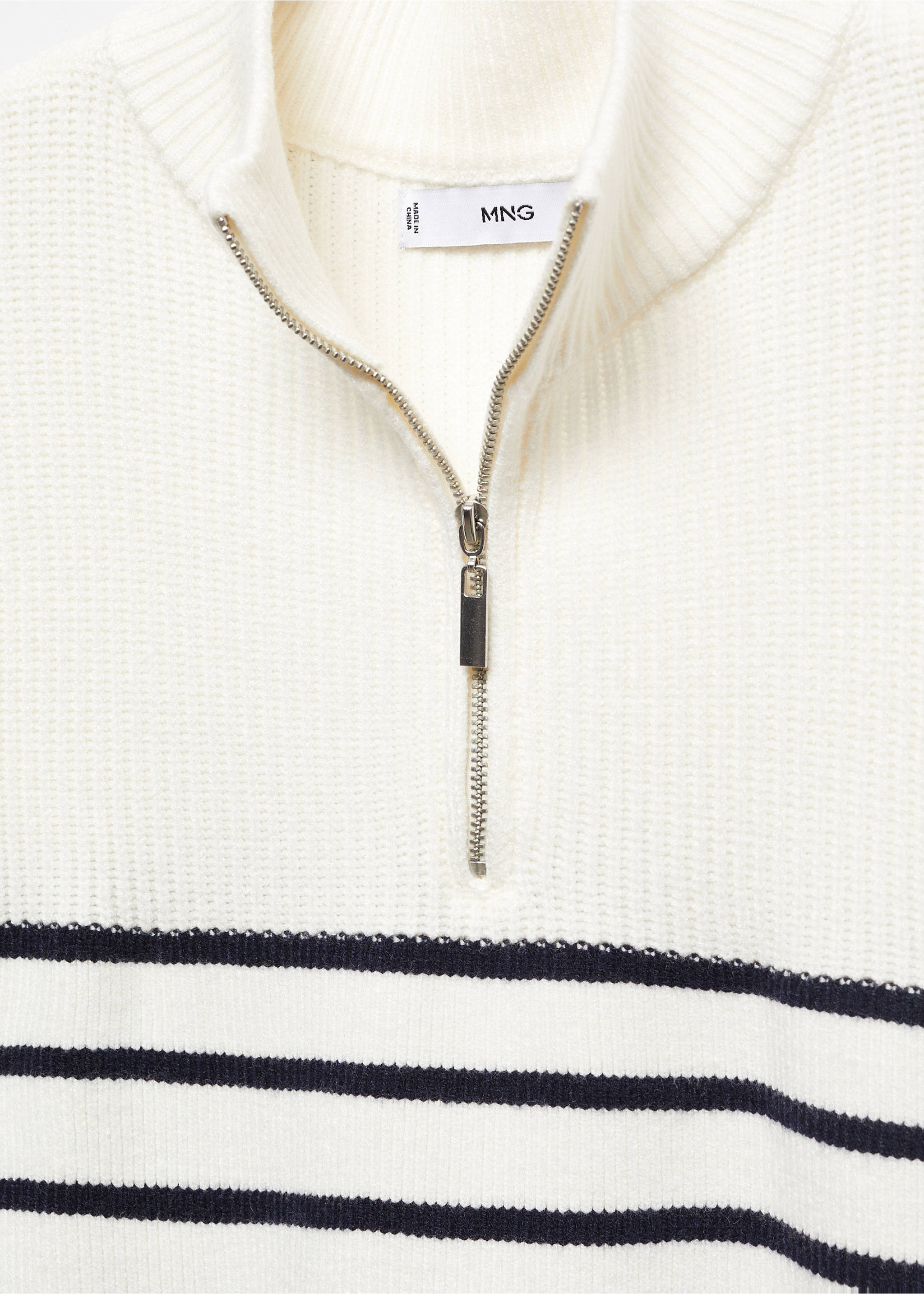 Striped sweater with zip - Details of the article 8, Navy. Ref: 67030480-00.
